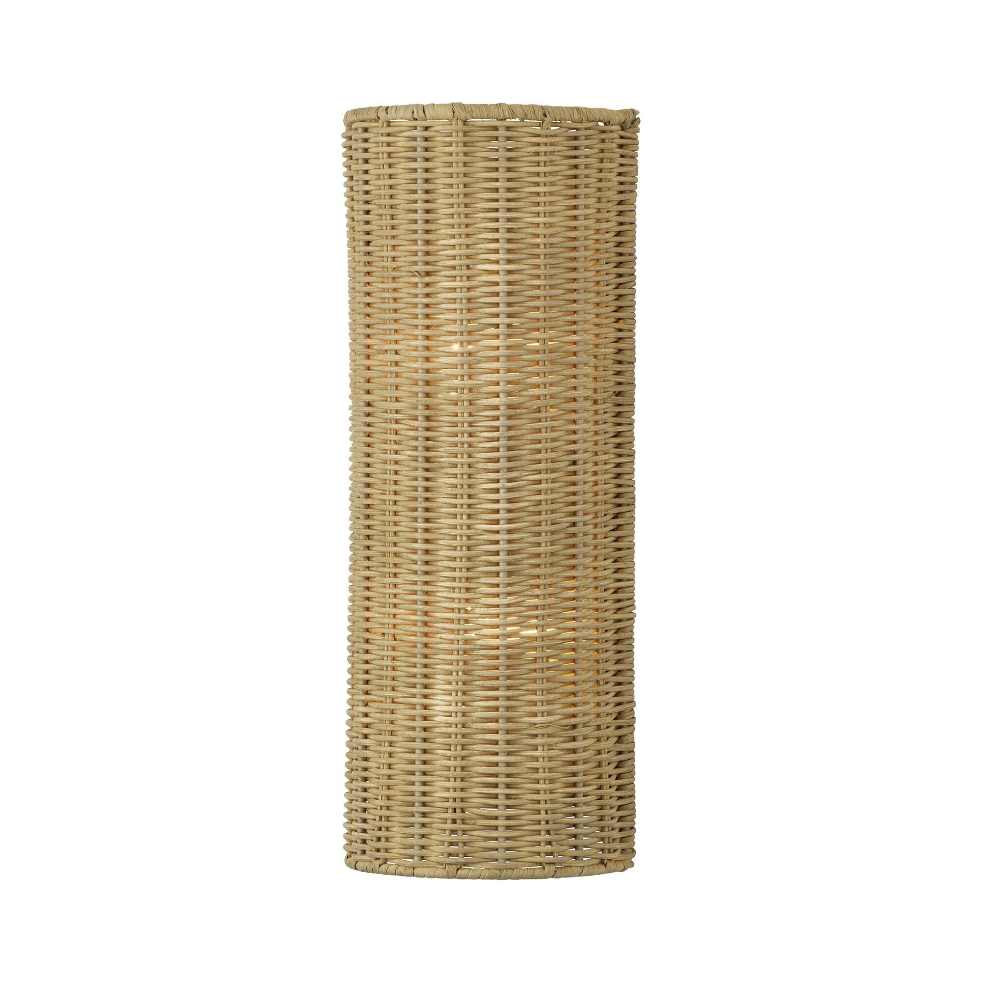 Shown in Antique Gold Leaf finish and Hand-Woven Rustic Walnut Color Rattan shade