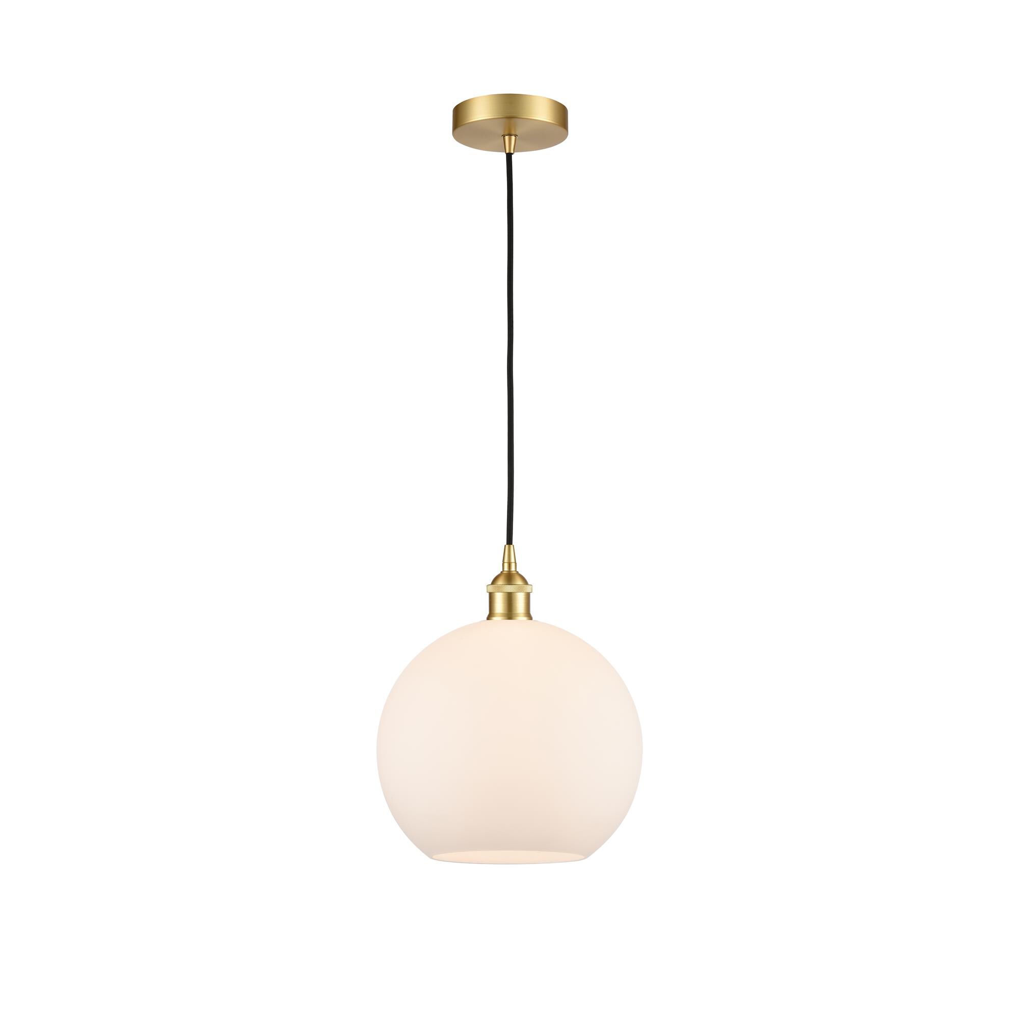 Shown in Satin Gold finish and Cased Matte White Large Athens glass