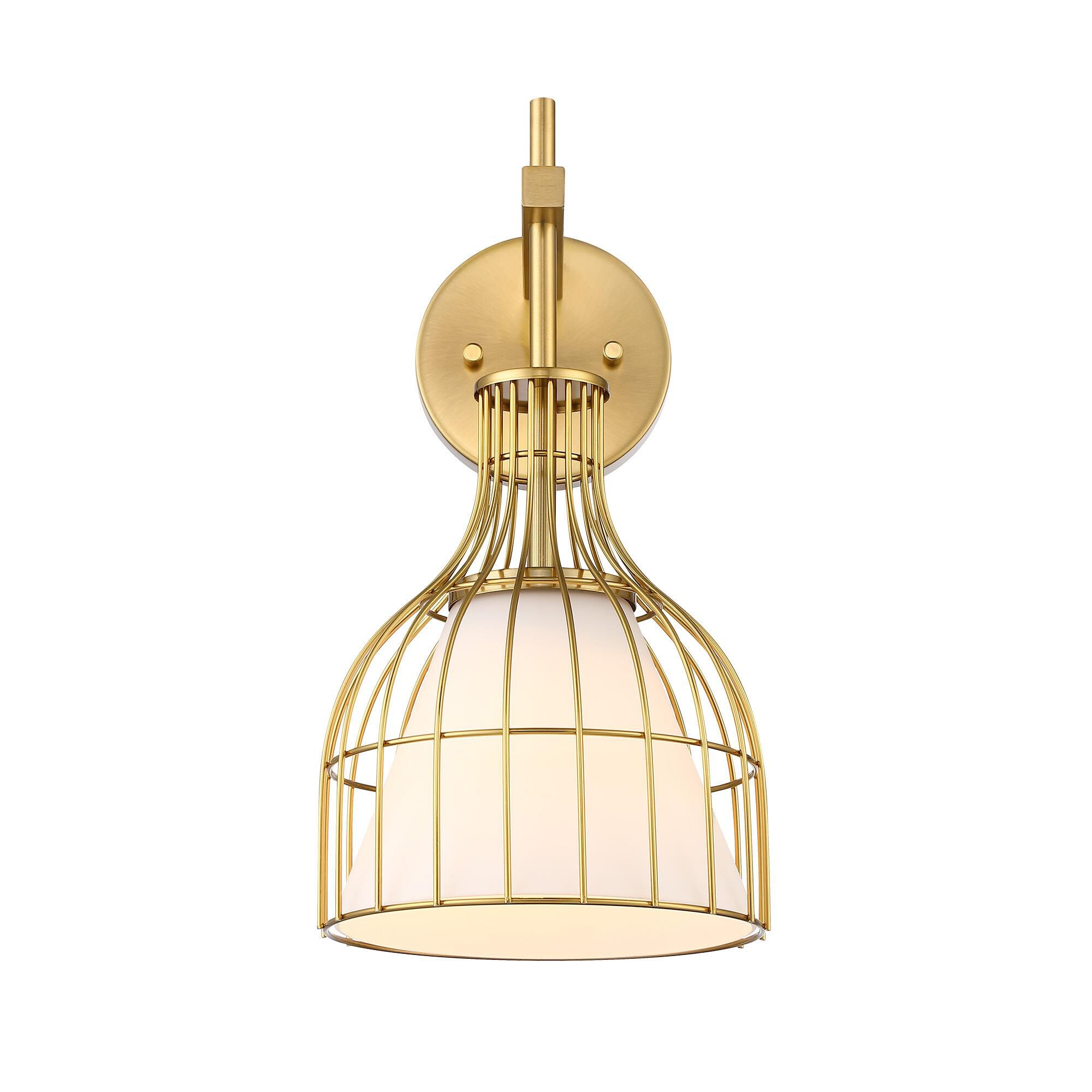 Shown in Brushed Gold finish and Etched Opal glass