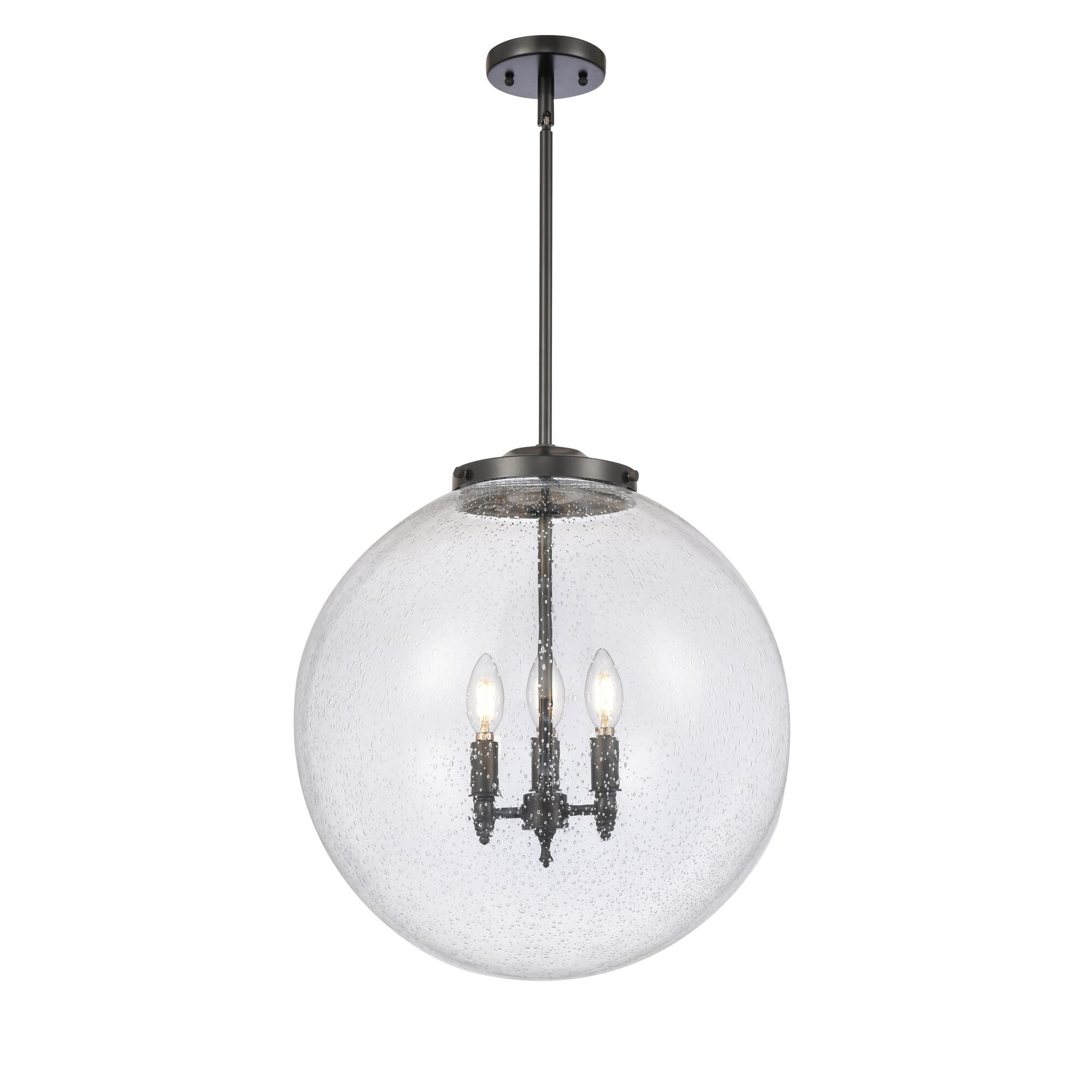Shown in Matte Black finish and Seedy Beacon glass