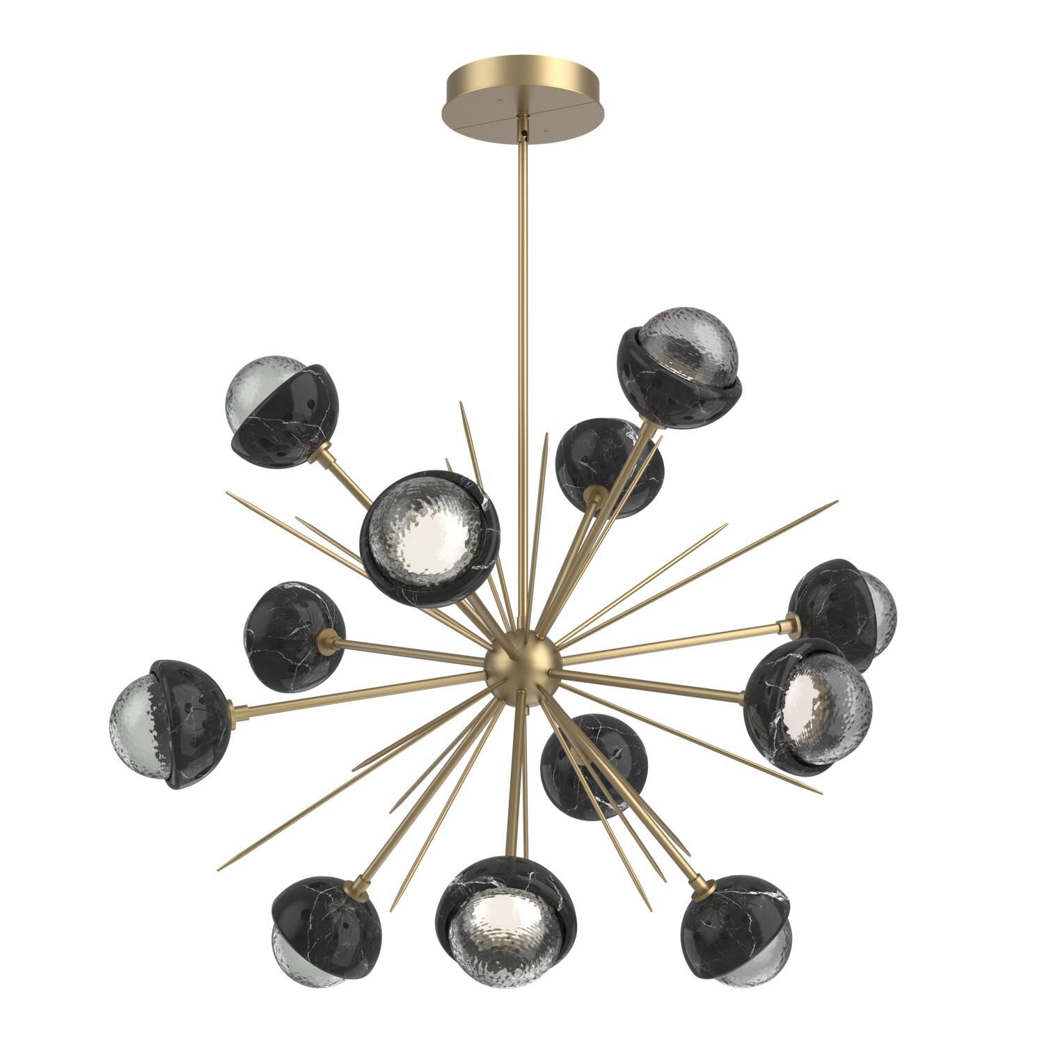 Shown in Novel Brass finish and Smoke glass and Black Marble accent