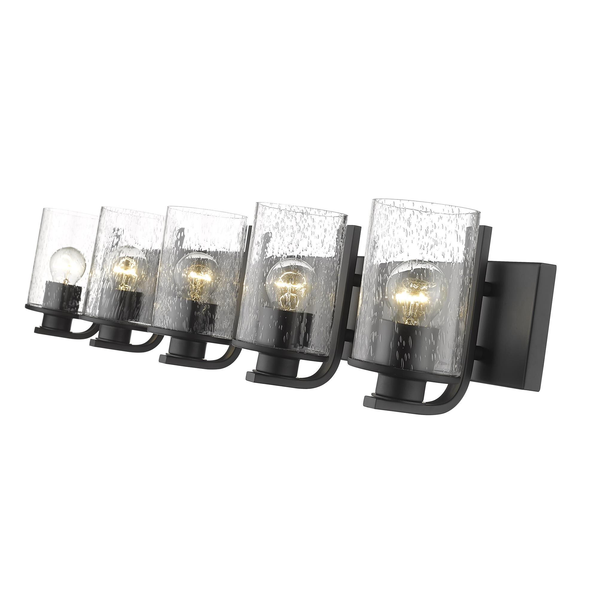 Shown in Matte Black finish and Glass shade