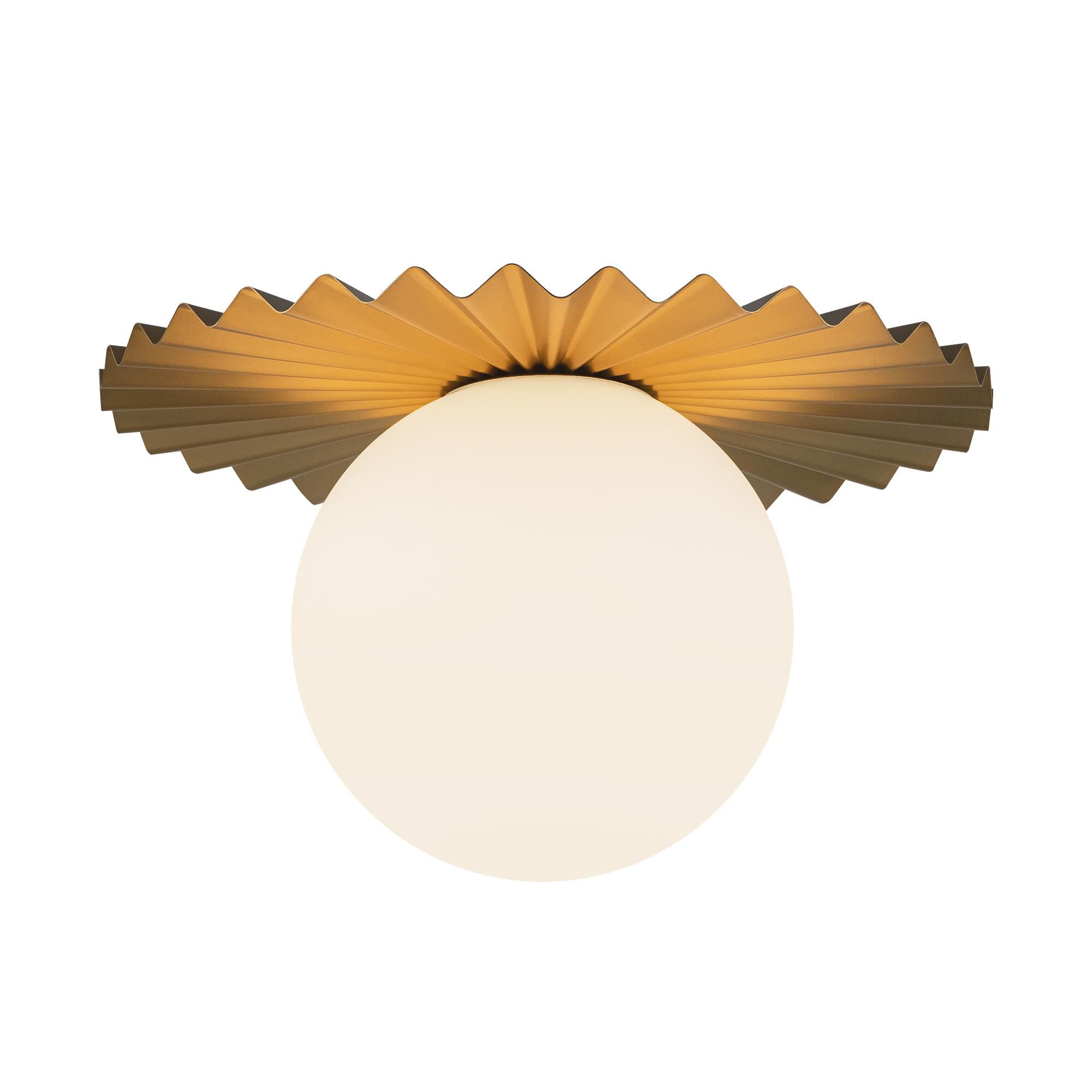 Shown in Brushed Gold finish and Opal Matte glass