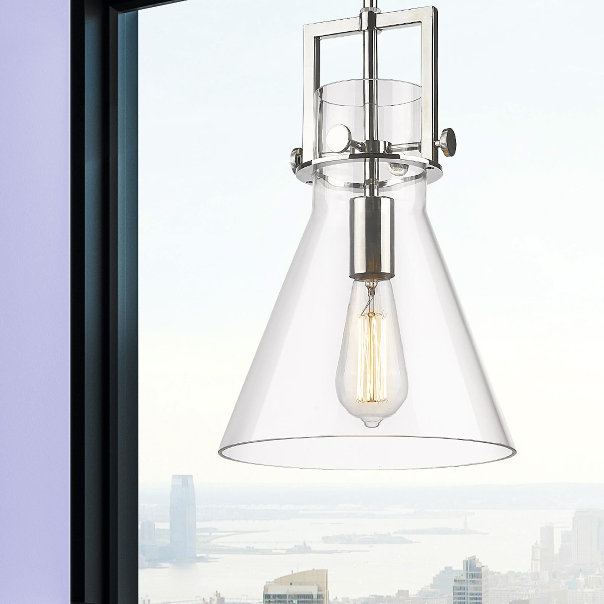 Shown in Polished Nickel finish and Clear glass