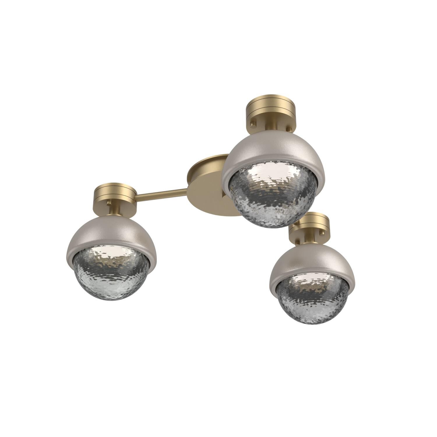 Shown in Gilded Brass finish and Smoke glass and Beige Silver accent
