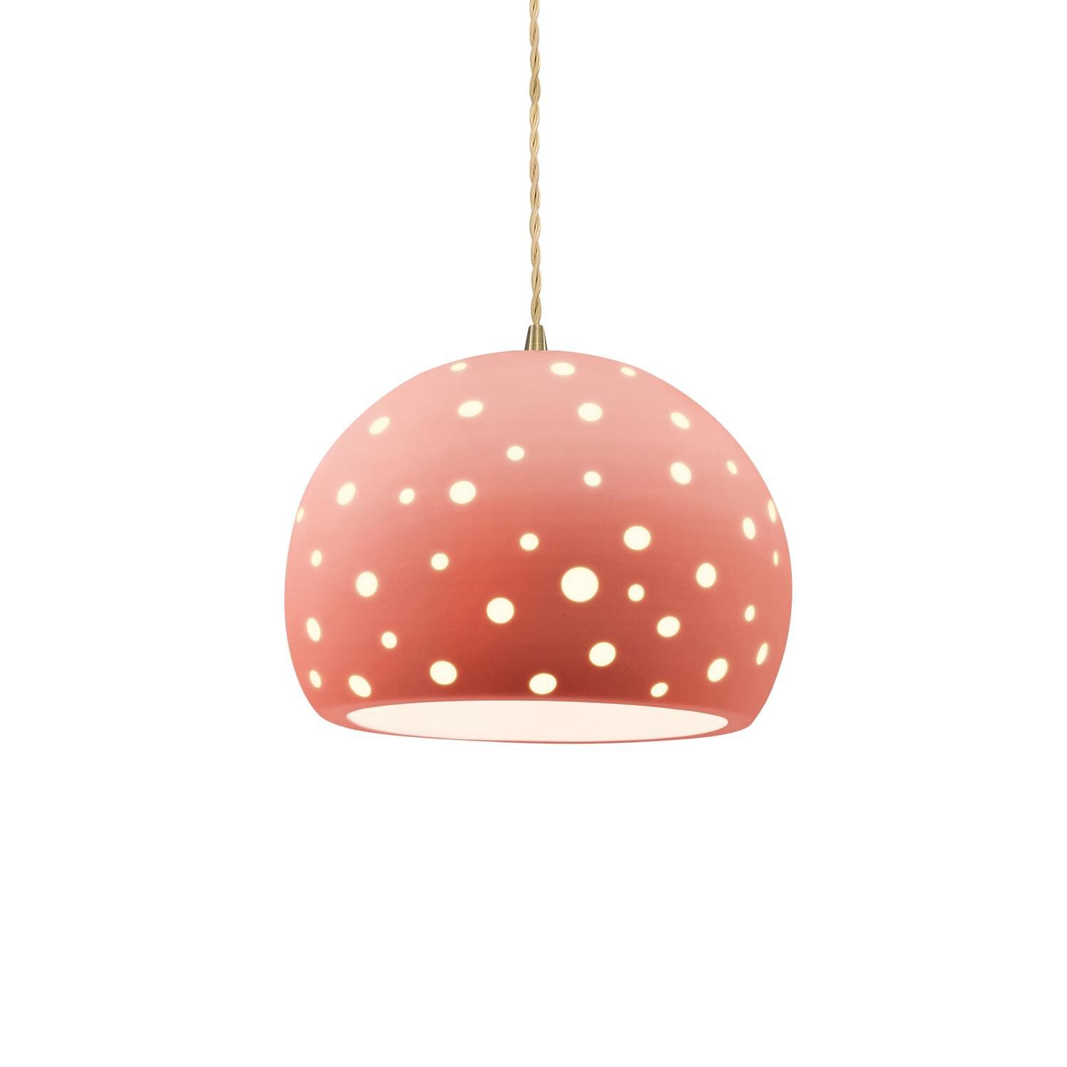 Shown in Antique Brass finish and Gloss Blush shade