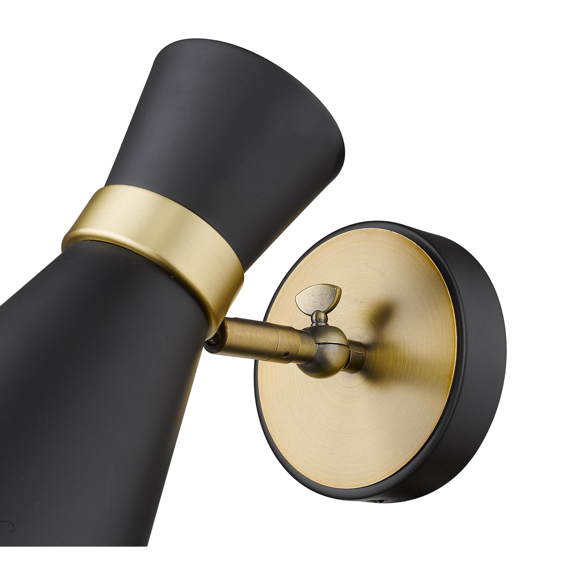 Shown in Matte Black + Heritage Brass finish and Metal glass and Metal shade