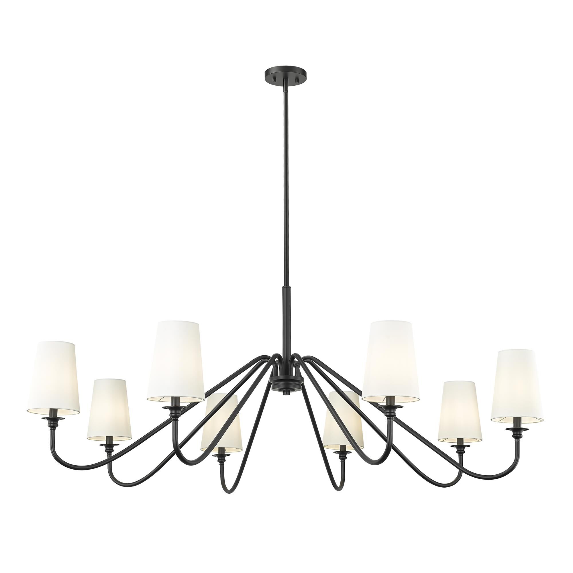 Shown in Matte Black finish and White glass and White shade