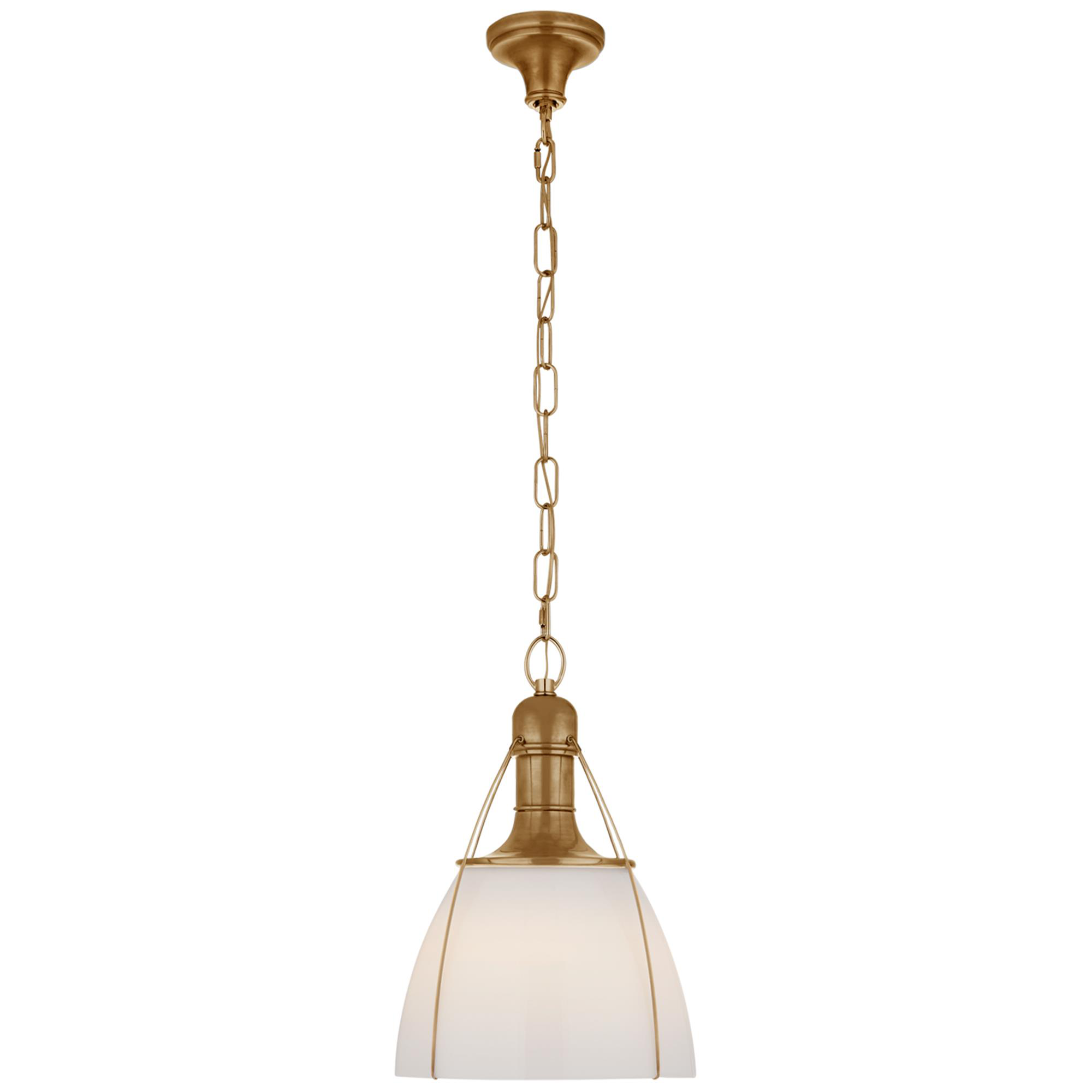 Shown in Antique-Burnished Brass finish and White glass and White Glass shade