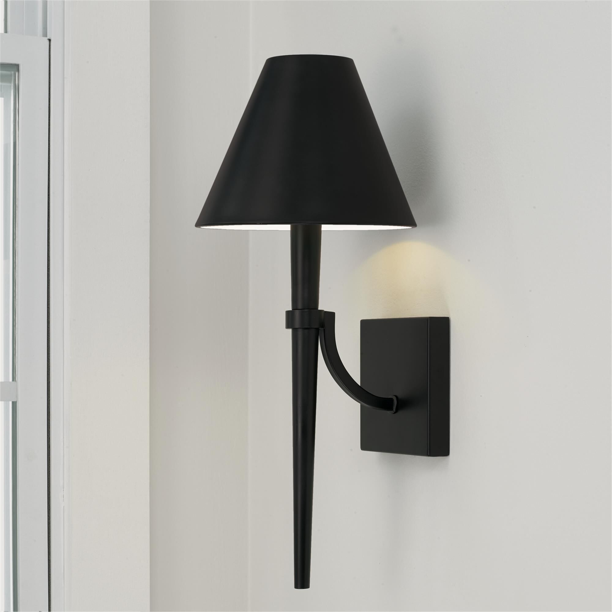 Shown in Matte Black finish and Metal  With White Interior shade