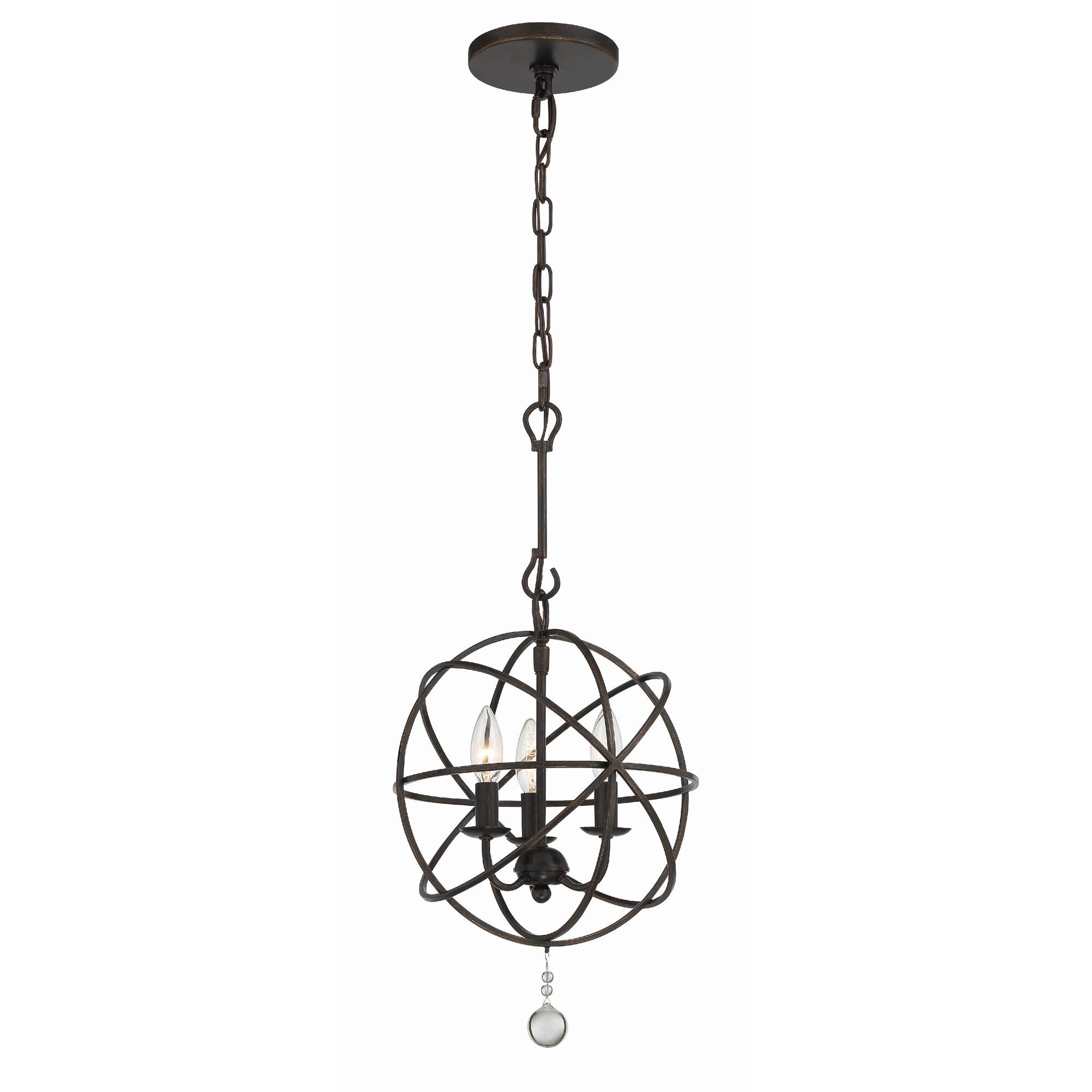 Shown in English Bronze finish and Clear Glass Drops crystal