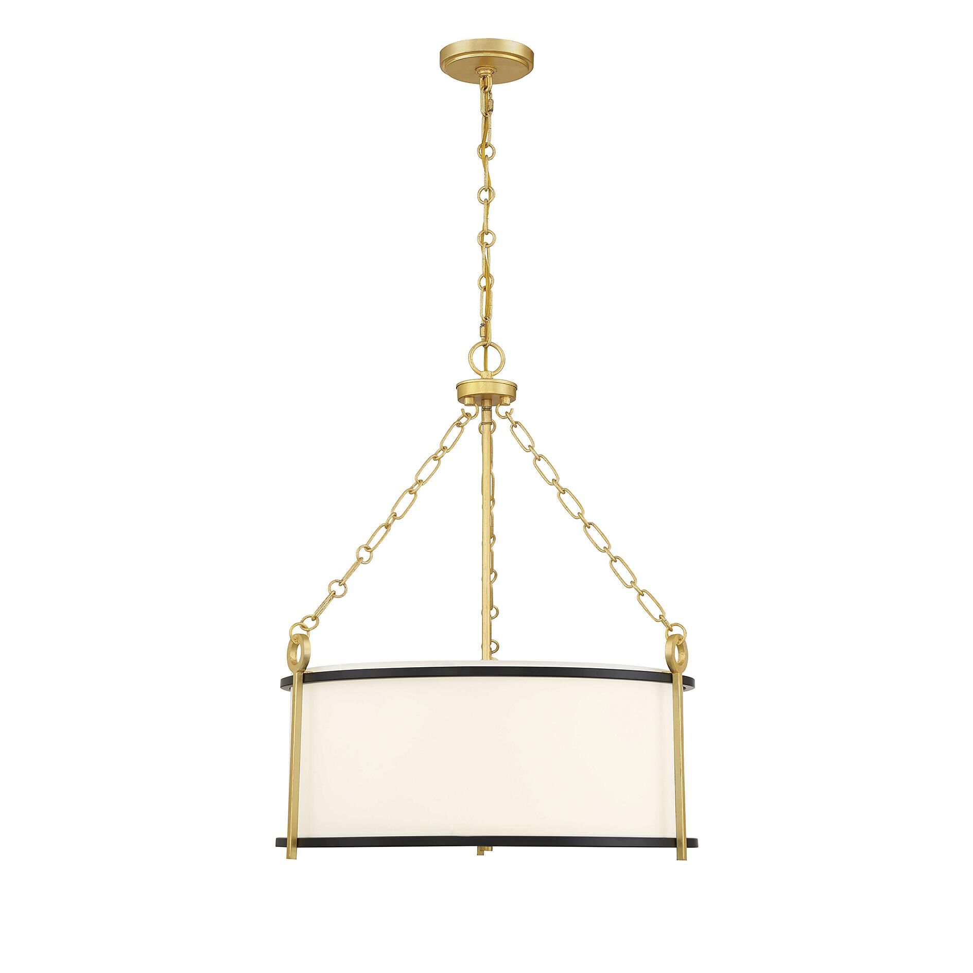 Shown in Matte Black With True Gold finish and White Fabric shade
