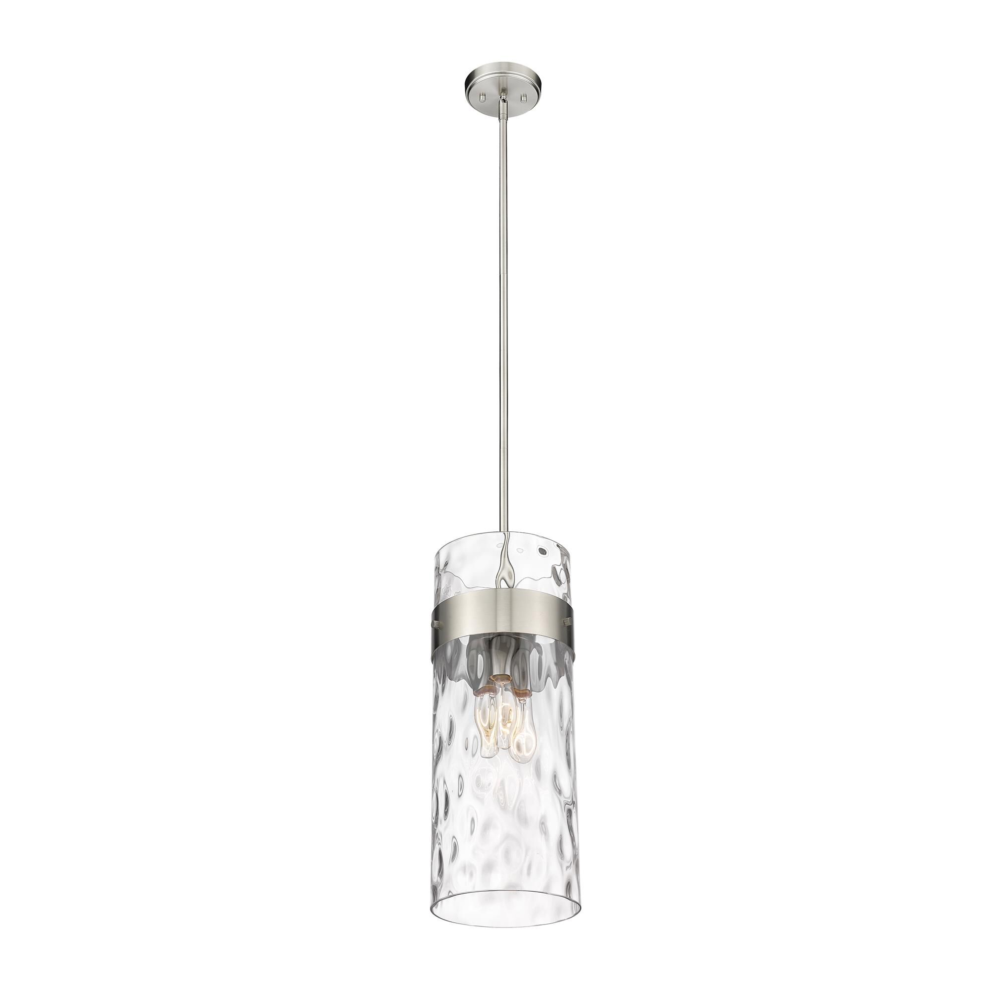 Shown in Brushed Nickel finish and Glass shade