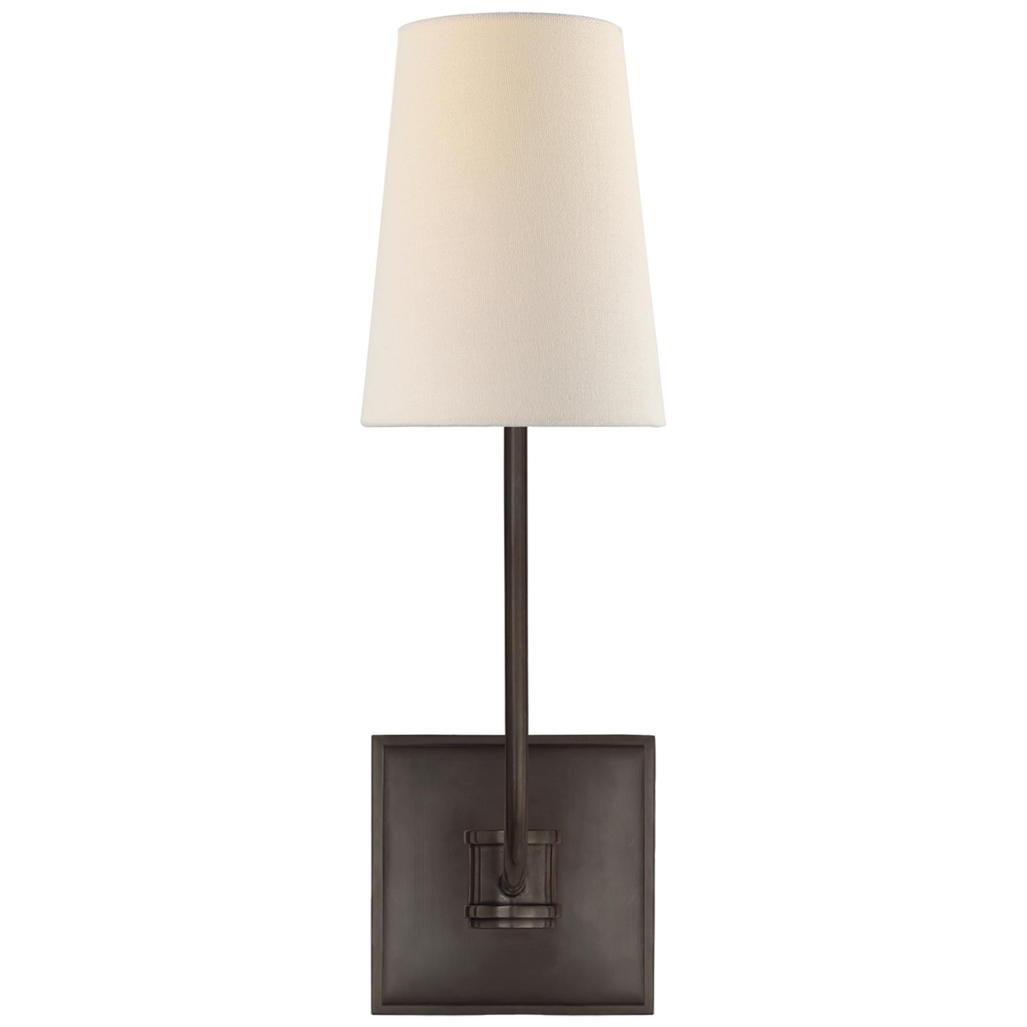 Shown in Bronze finish and Linen shade