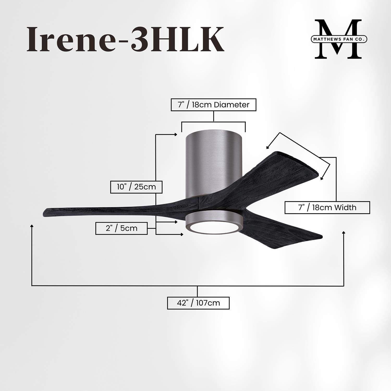 Irene 42 Inch Flush Mount Fan with Light Kit by Matthews Fan Company