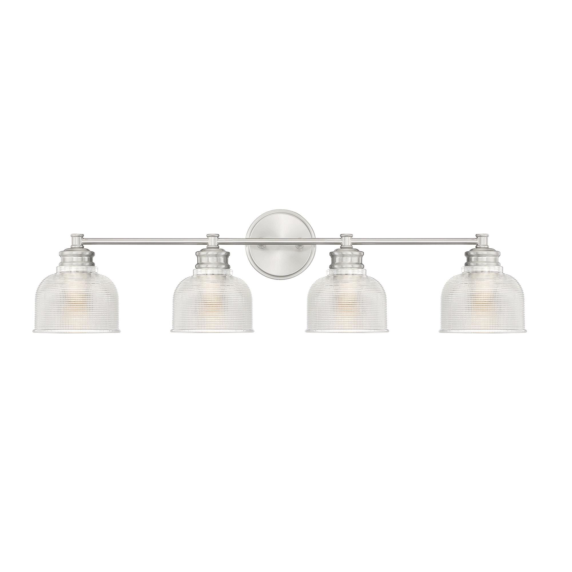 Shown in Brushed Nickel finish and Clear Halophane glass