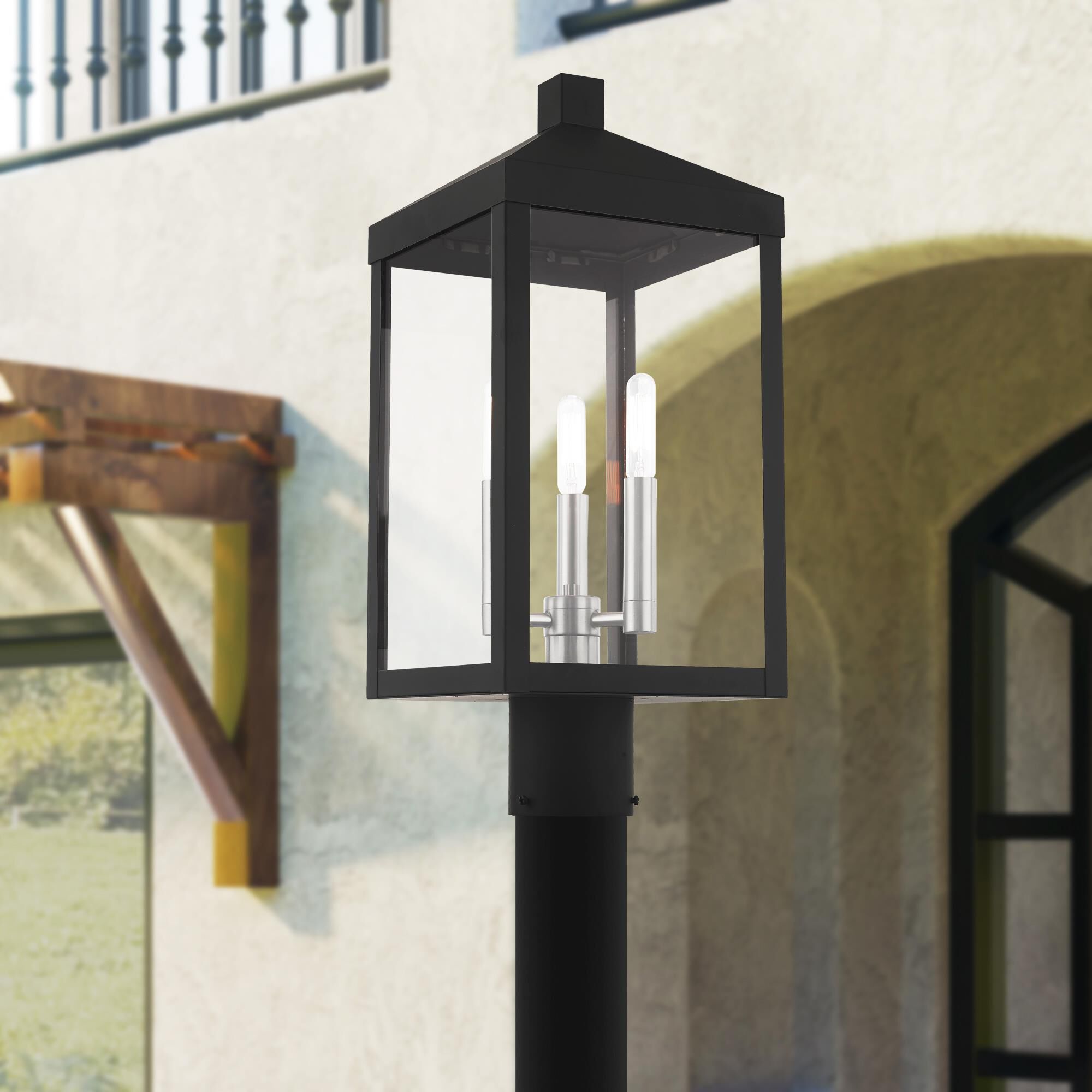 Nyack 19 Inch Tall 3 Light Outdoor Post Lamp by Livex Lighting