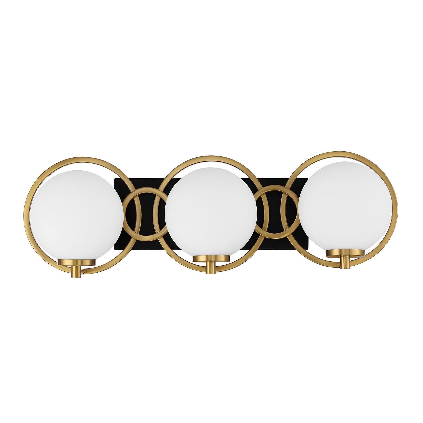 Shown in Matte Black With Warm Brass finish and Soft Frosted glass