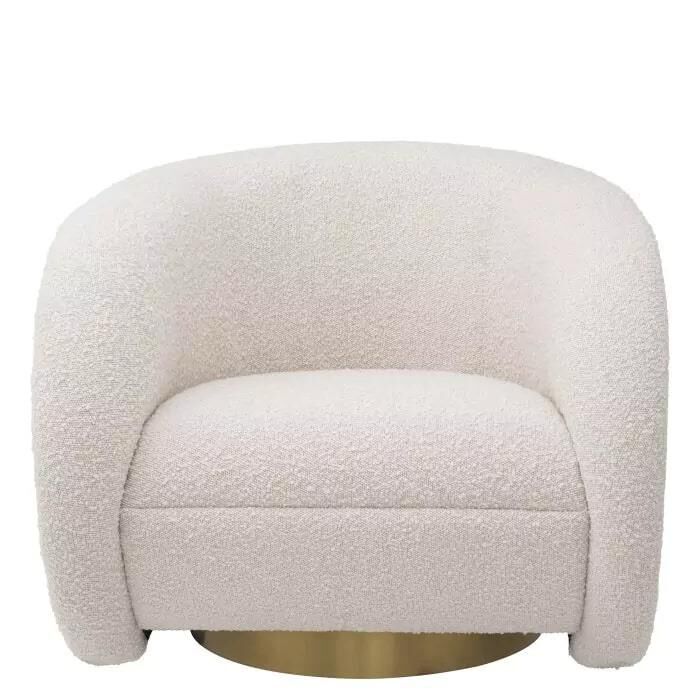 Shown in Boucle Cream with Brushed Brass Swivel Base finish