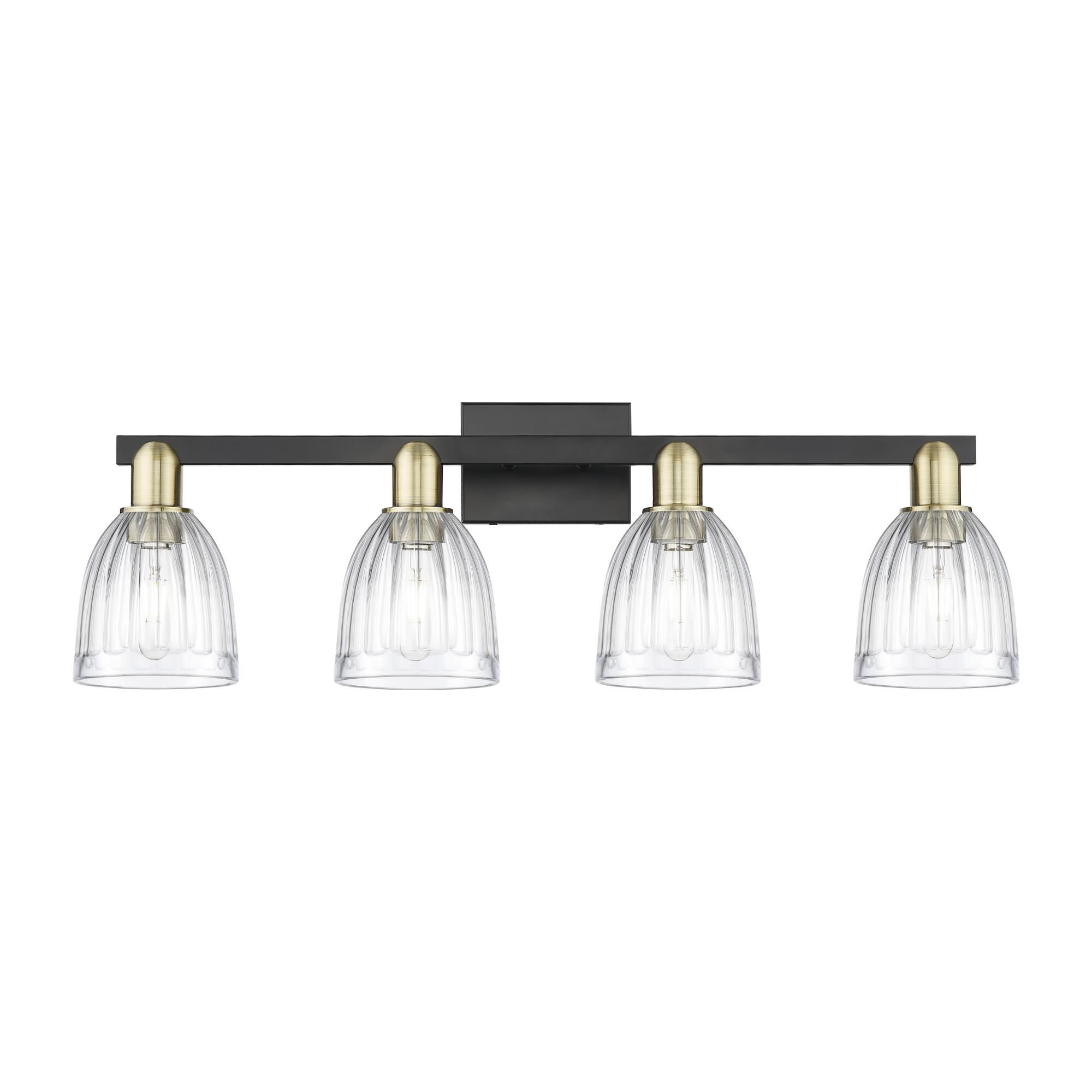 Shown in Black Antique Brass finish and Clear glass