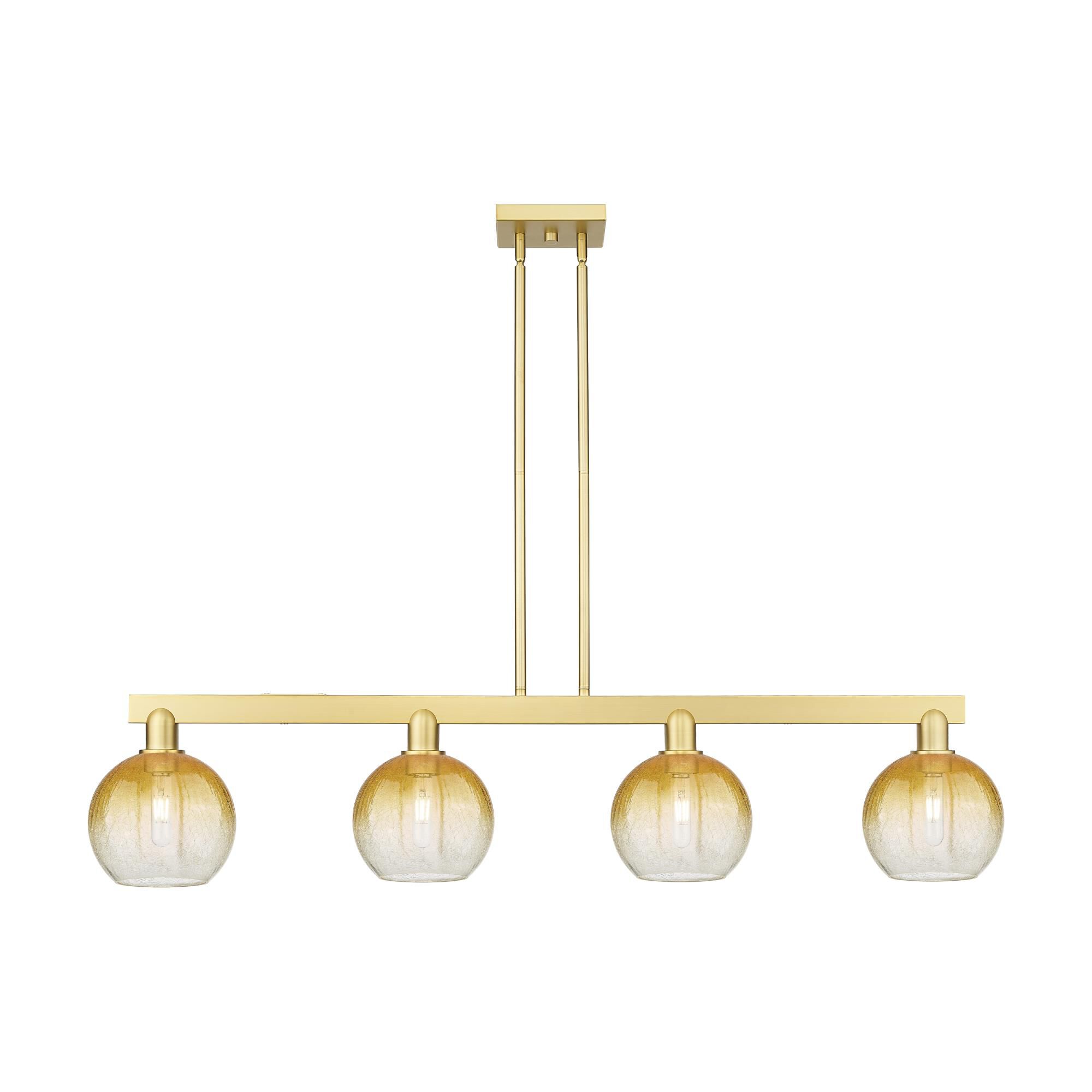 Shown in Satin Gold finish and Amber glass