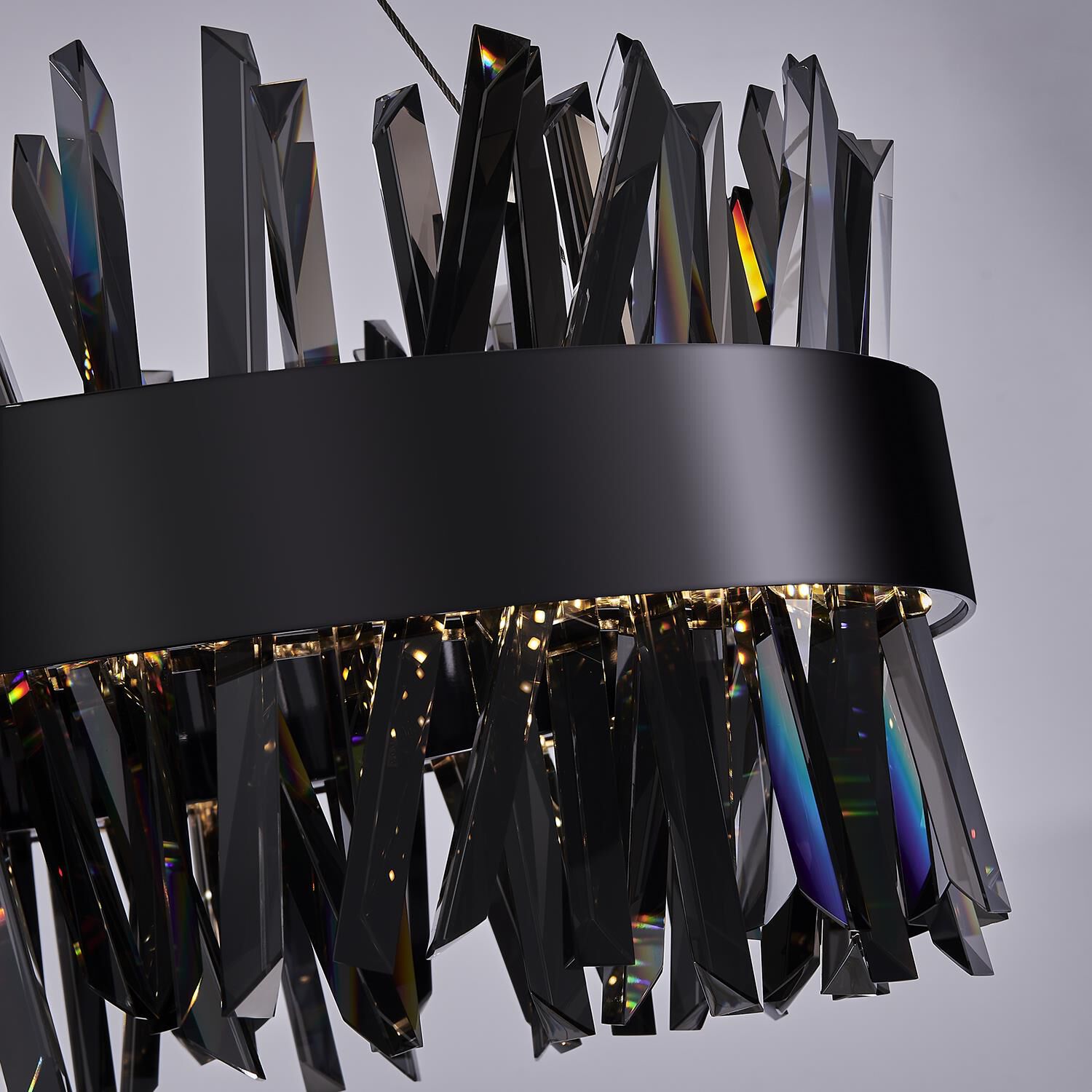 Shown in Black Nickel finish and Smoked Firenze crystal