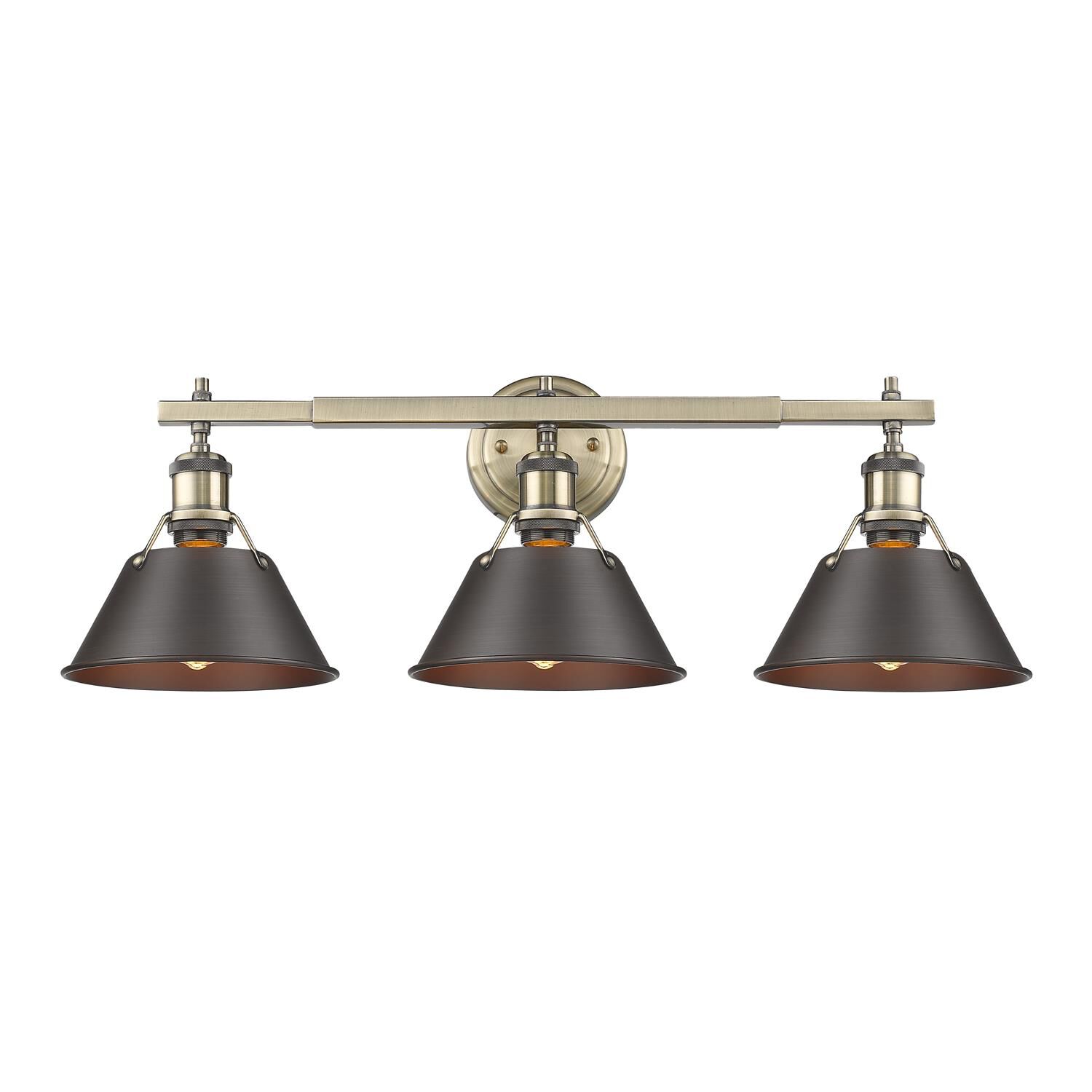 Shown in Aged Brass finish and Rubbed Bronze shade