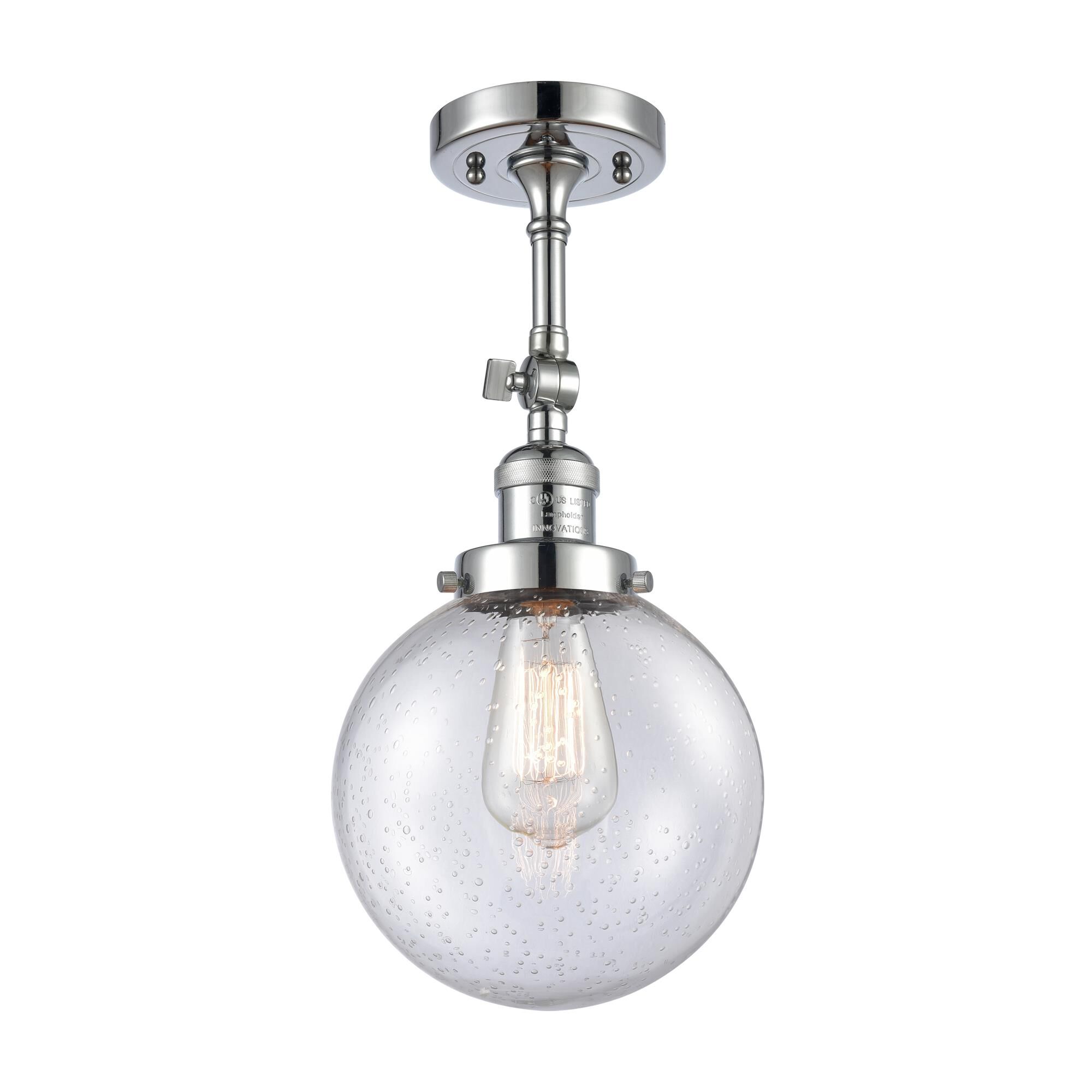 Shown in Polished Chrome finish and Seedy glass and No Accent accent