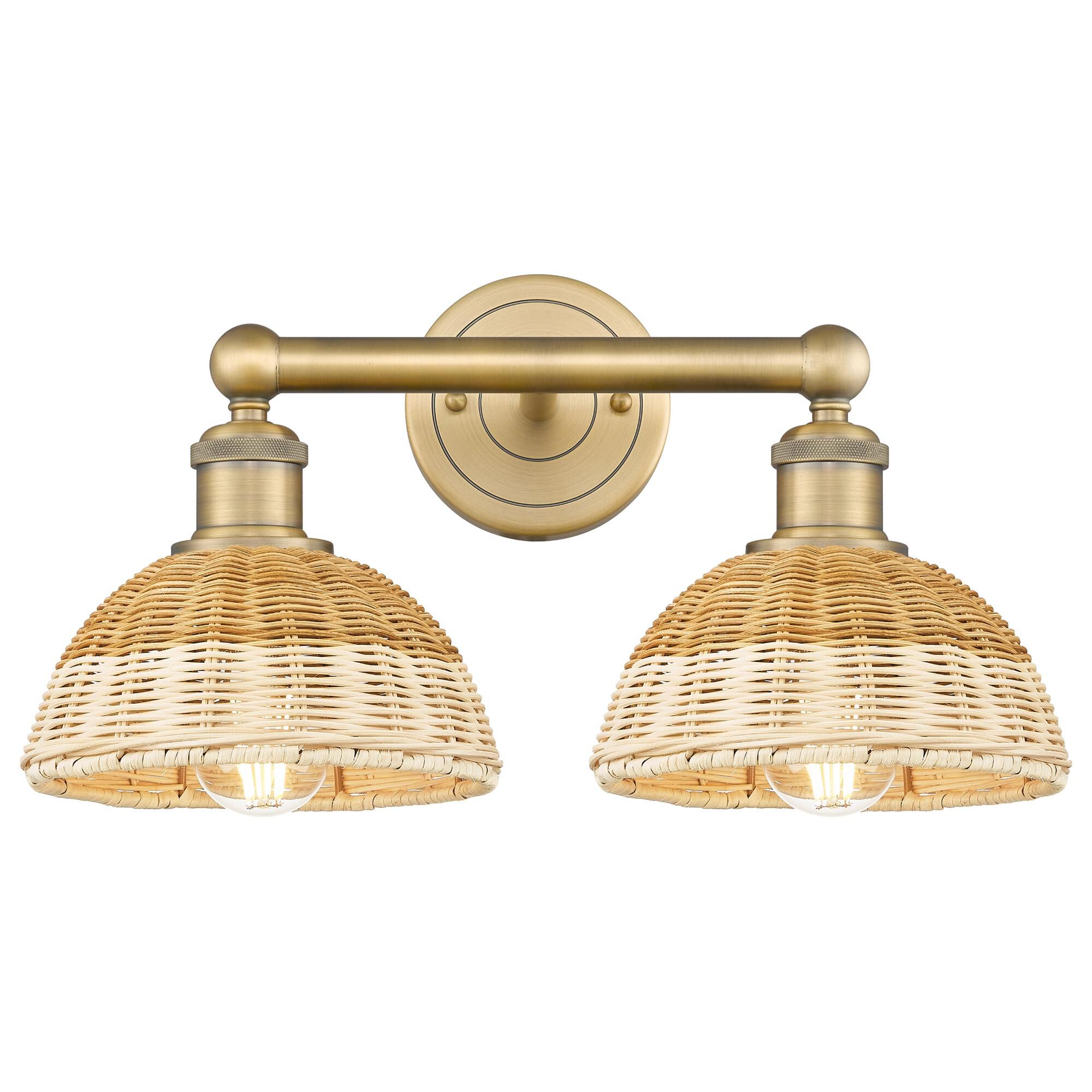 Shown in Brushed Brass finish and Natural shade