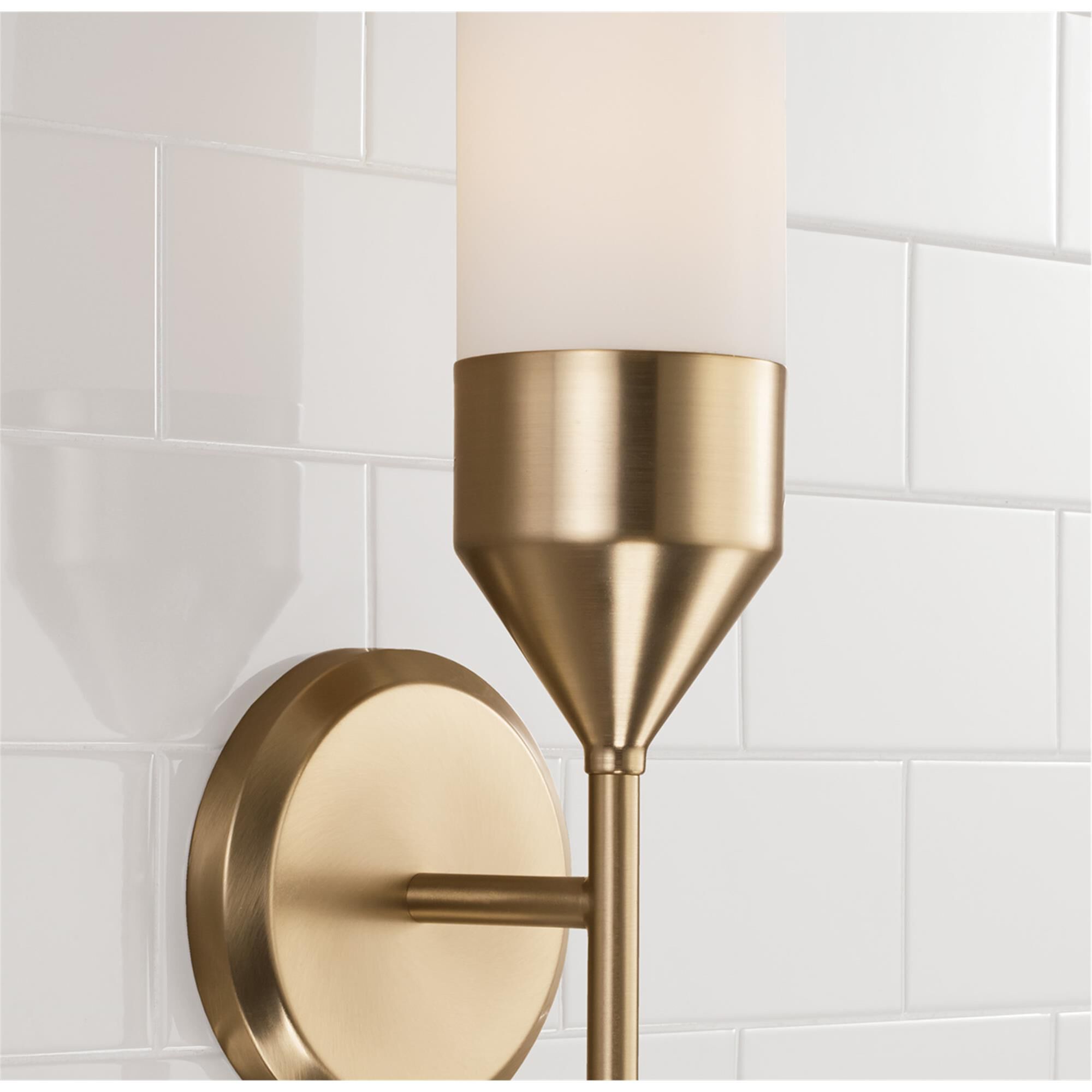 Shown in Matte Brass finish and Soft White glass