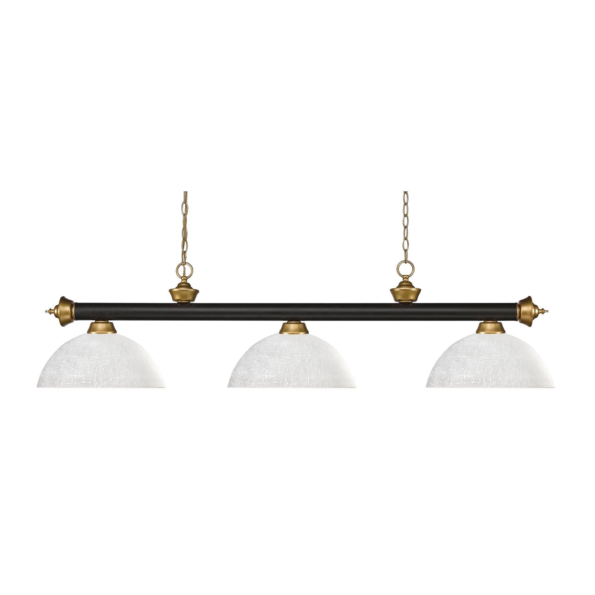 Shown in Bronze + Satin Gold finish and Glass shade