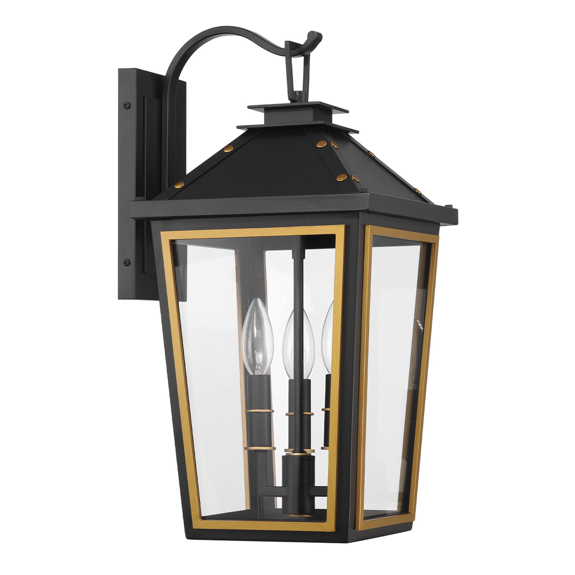 Shown in Matte Black and Textured Gold finish and Clear glass