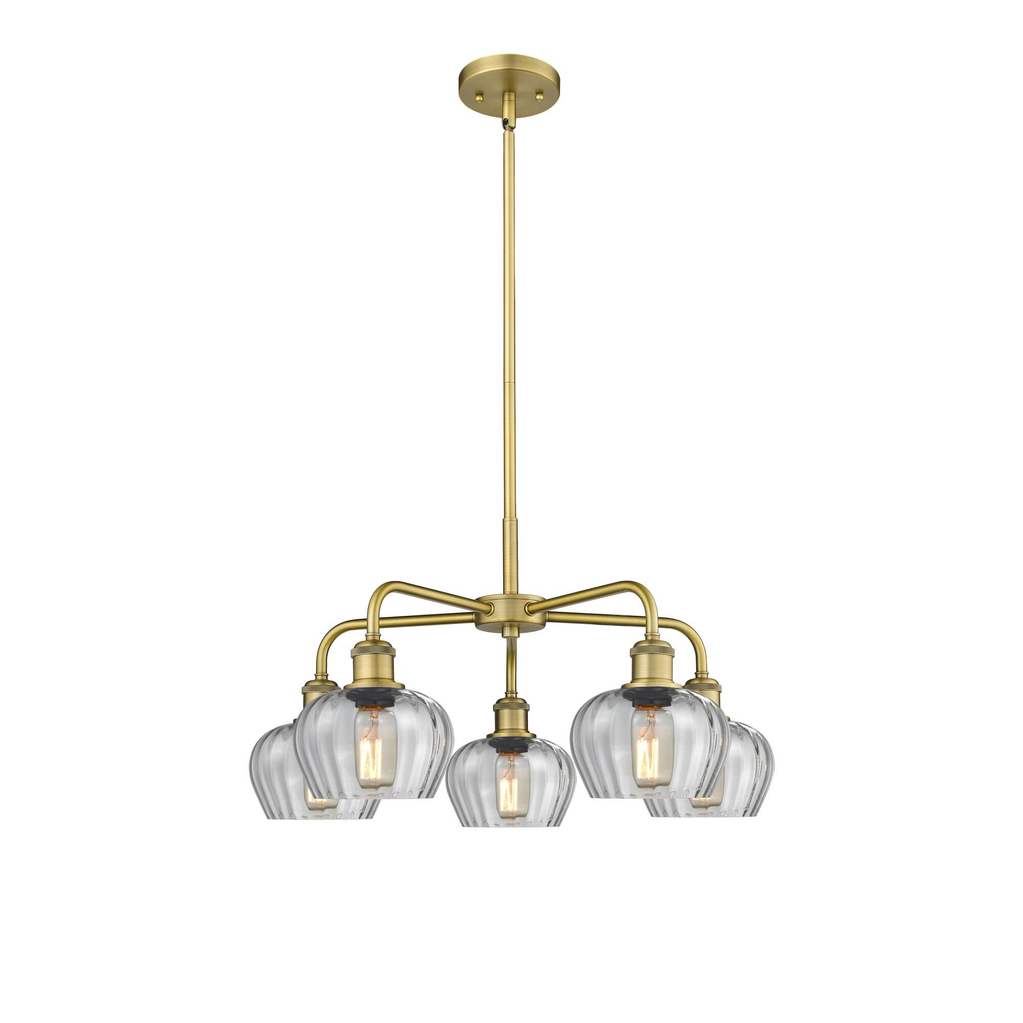 Shown in Brushed Brass finish and Clear glass