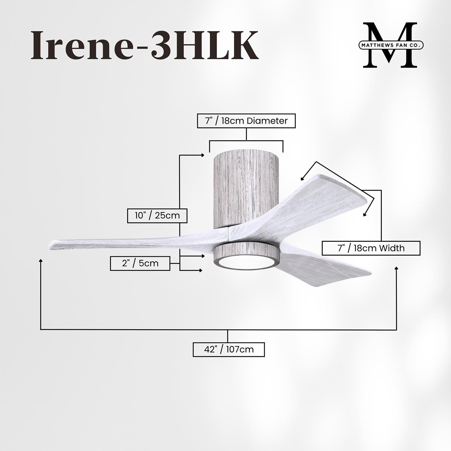 Irene 42 Inch Flush Mount Fan with Light Kit by Matthews Fan Company