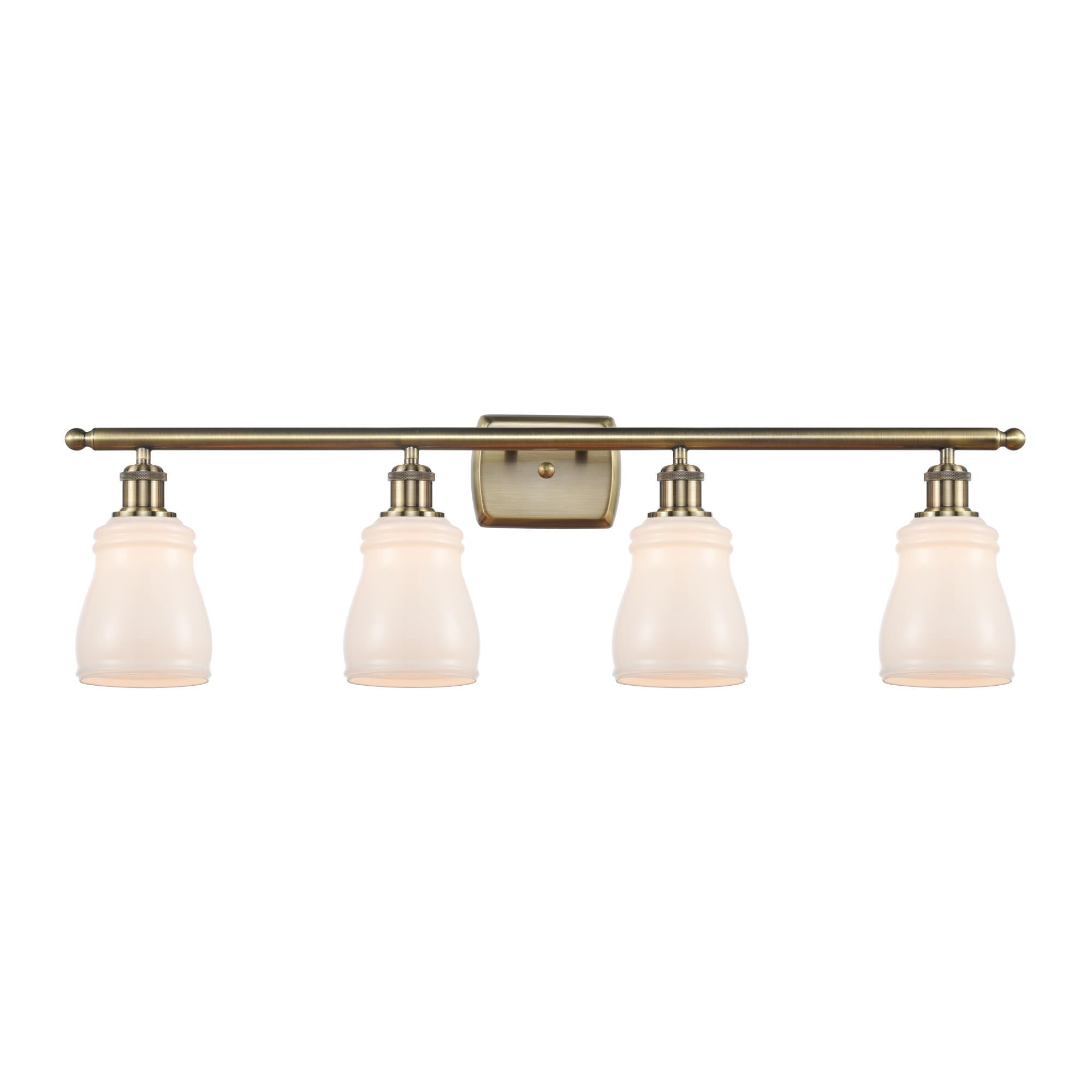 Shown in Antique Brass finish and Bell glass and Glass shade