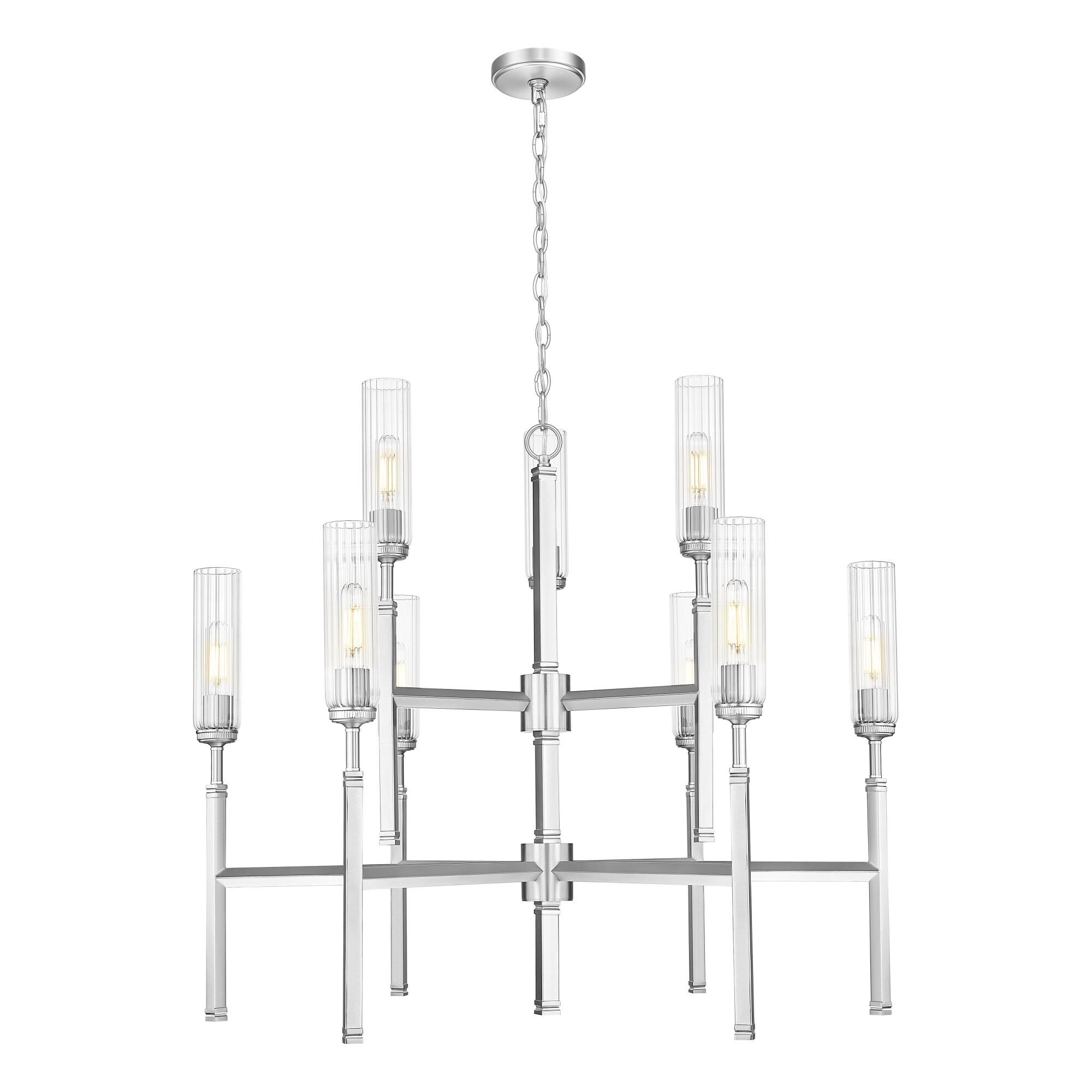 Shown in Brushed Nickel finish and Clear glass