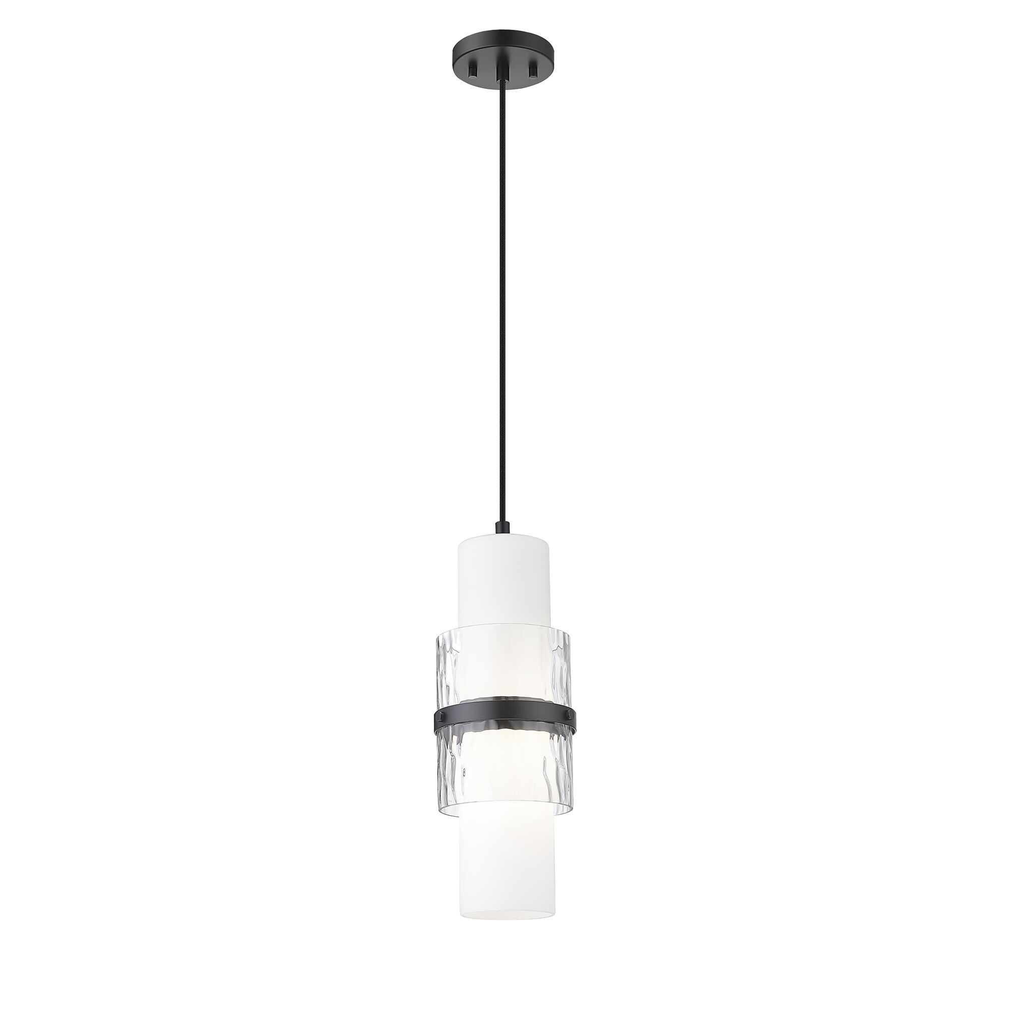 Shown in Matte Black finish and Clear + Etched Opal glass and Clear + Etched Opal shade
