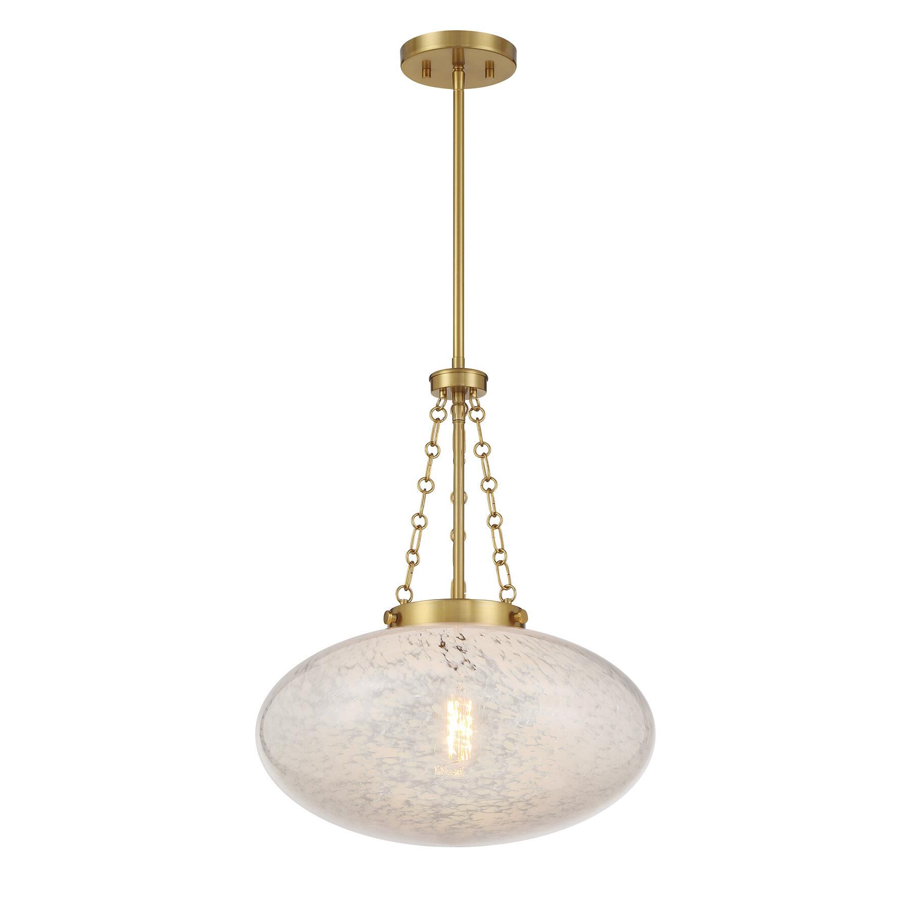 Shown in Warm Brass finish and White Cloud shade