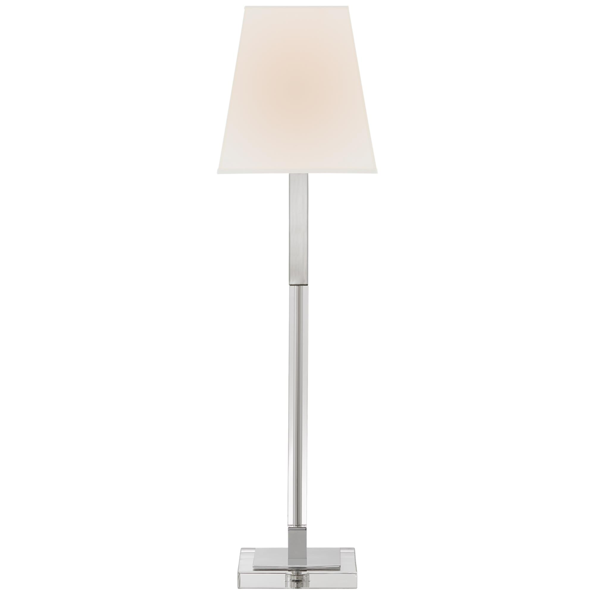 Shown in Polished Nickel And Crystal finish and Linen shade