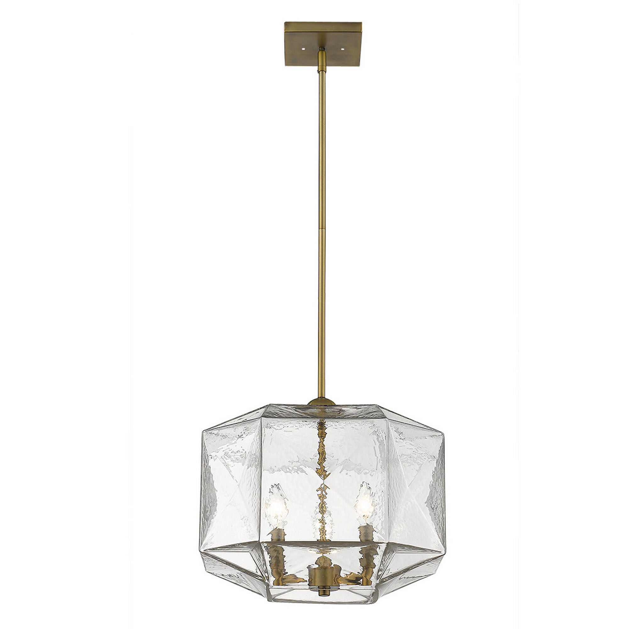 Shown in Brass finish and Clear glass and Clear, Faceted Abstract Glass Globes shade