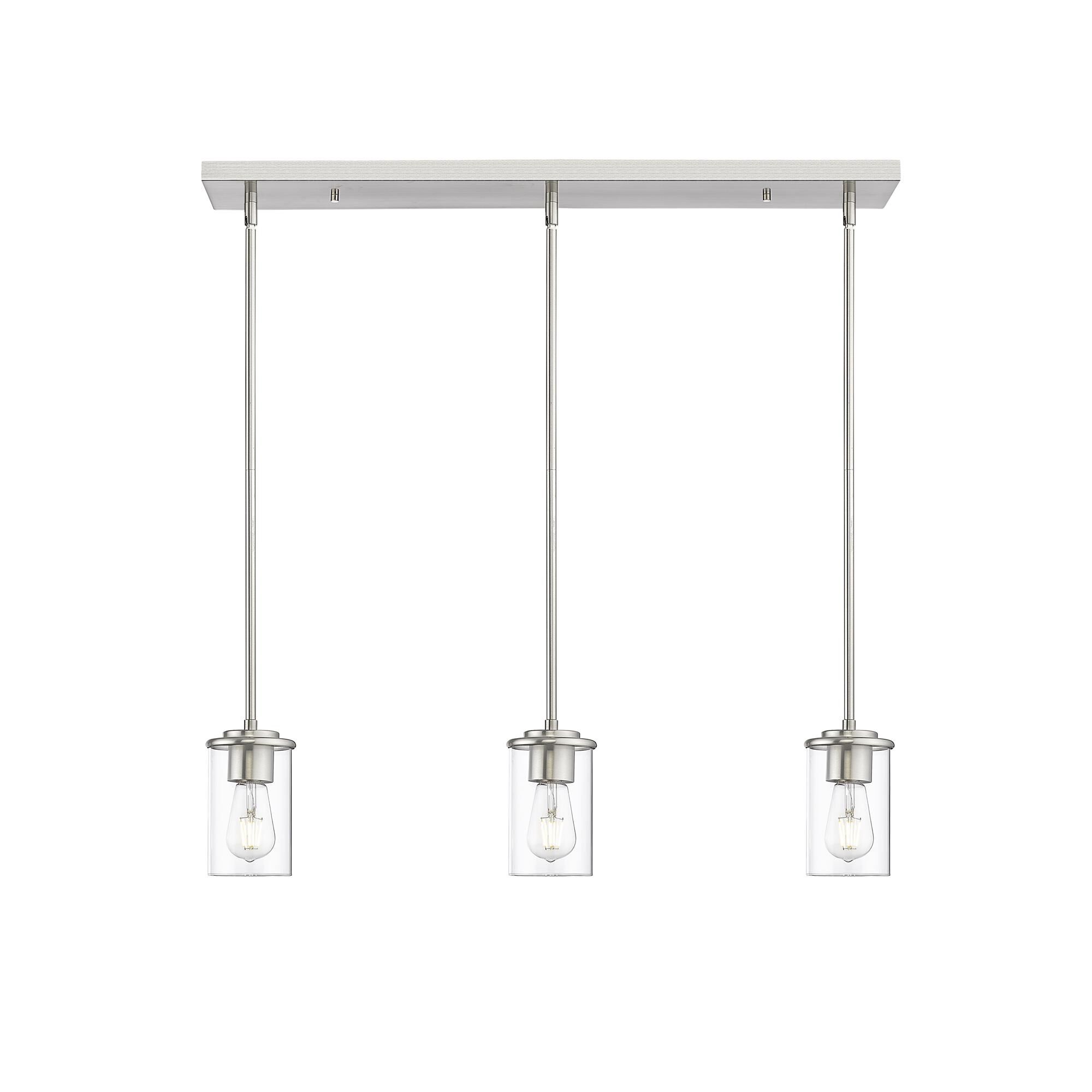 Shown in Brushed Nickel finish and Clear glass