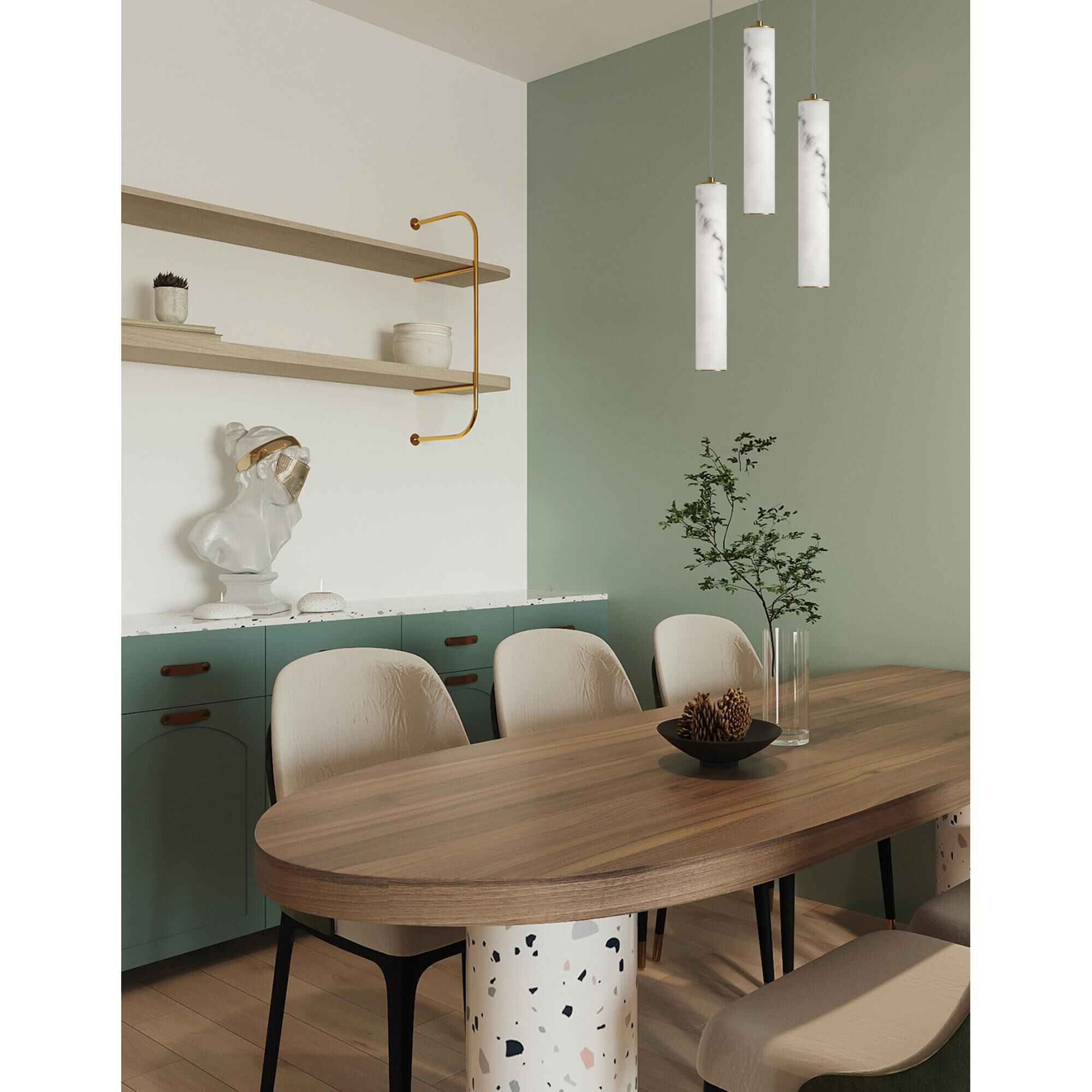 Shown in Aged Brass finish and White shade