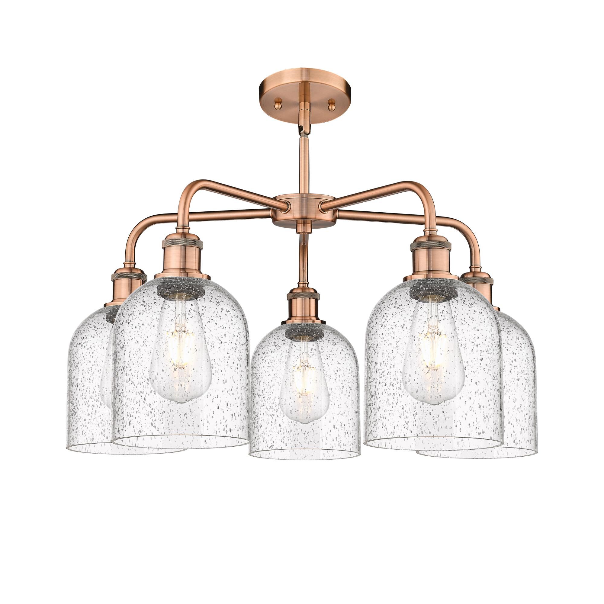 Shown in Antique Copper finish and Seedy glass