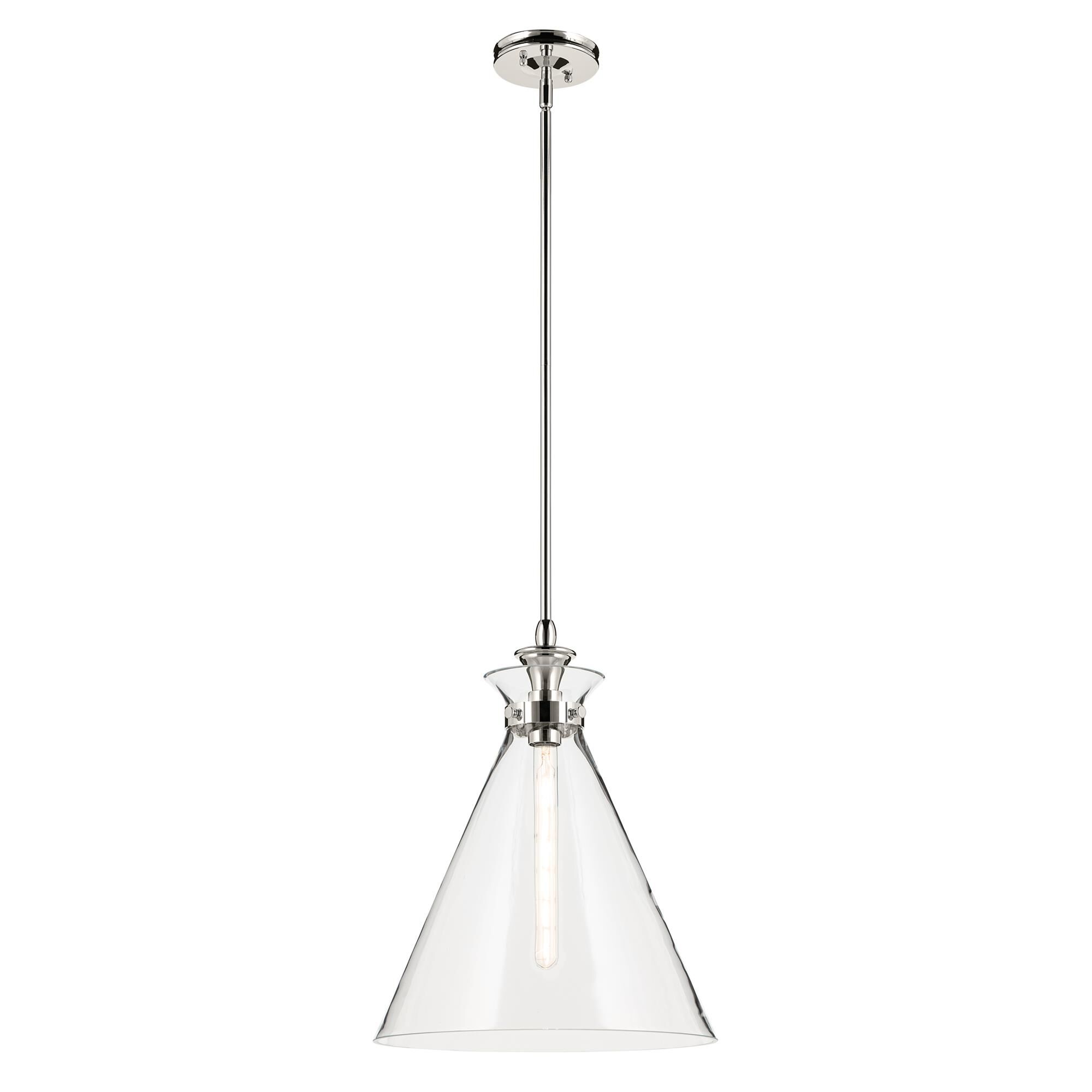 Shown in Polished Nickel finish and Clear glass