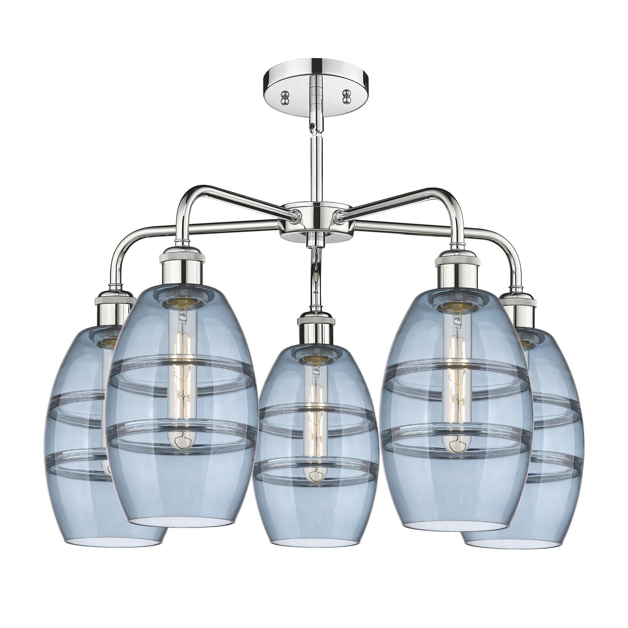 Shown in Polished Chrome finish and Princess Blue glass