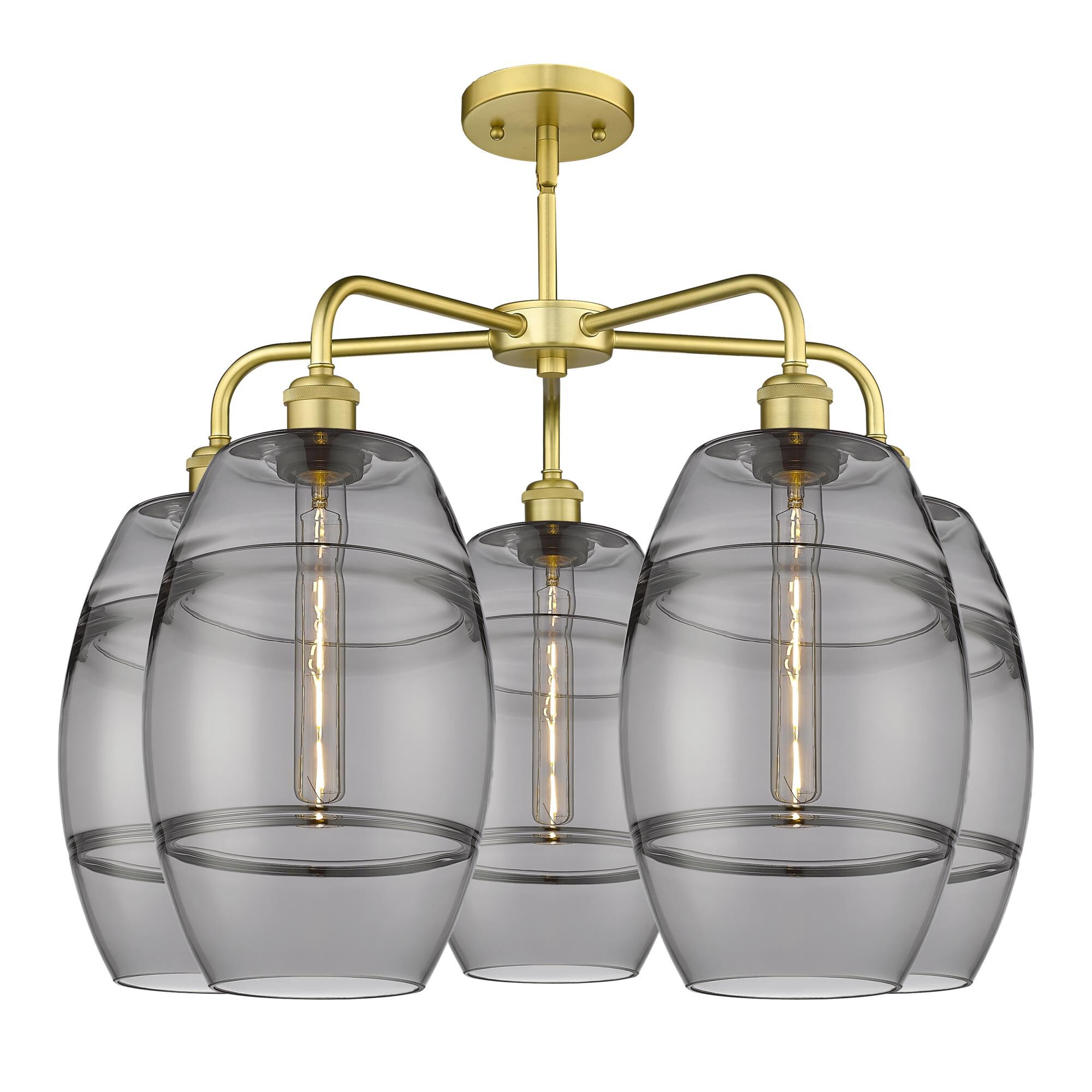 Shown in Satin Gold finish and Light Smoke glass