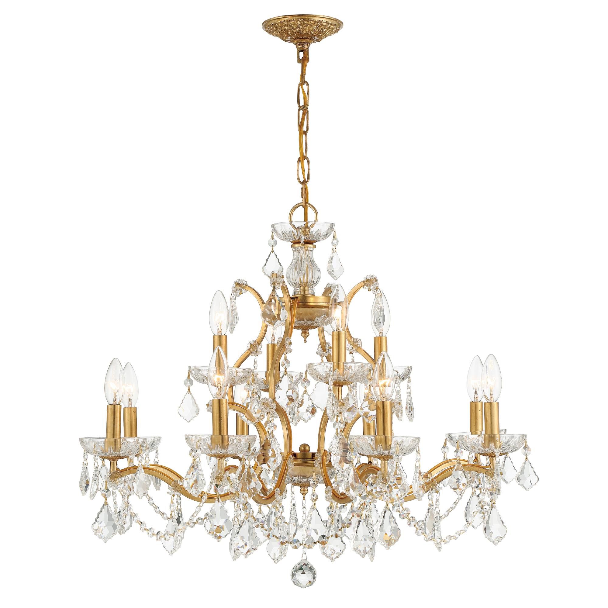 Shown in Antique Gold finish and Hand Cut crystal