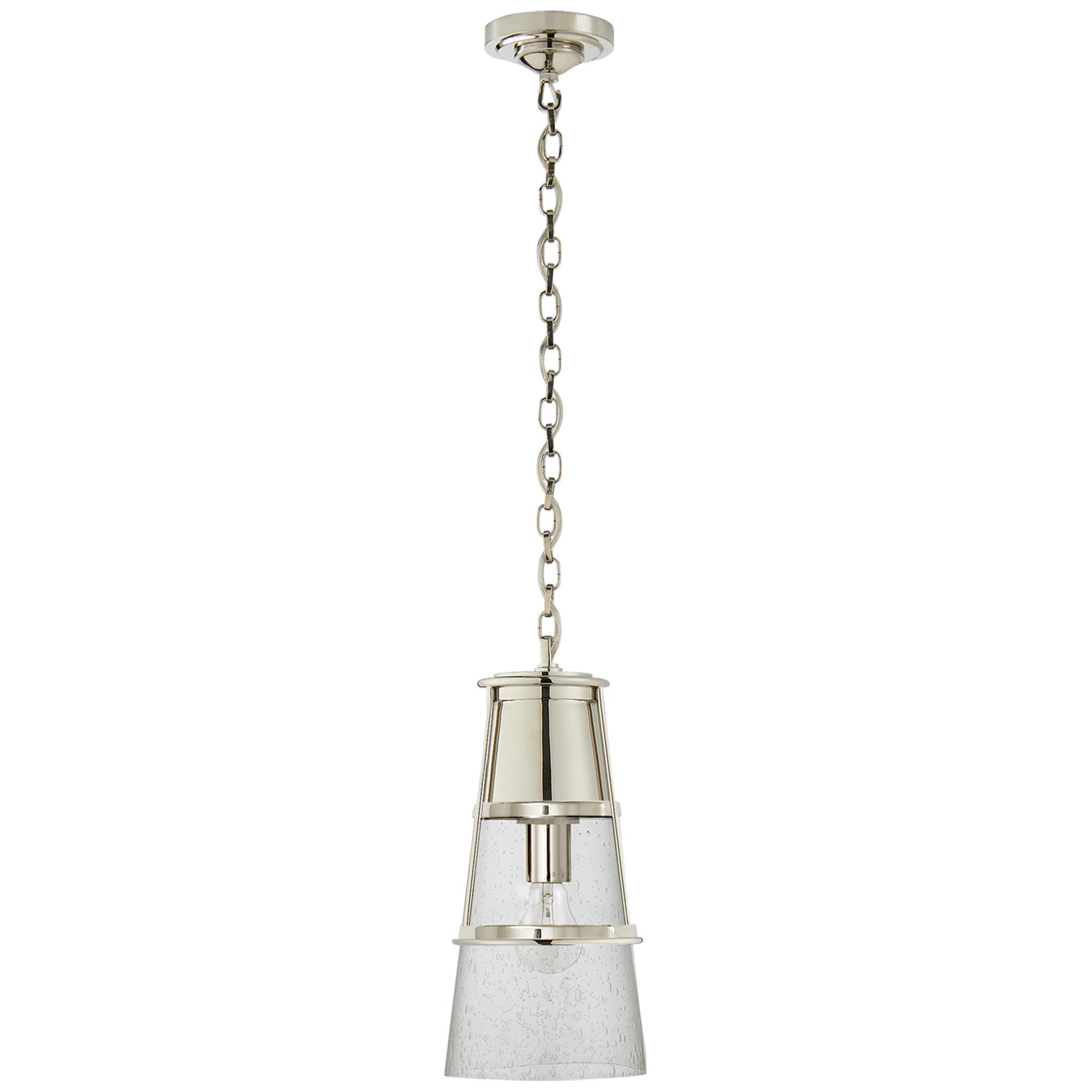 Shown in Polished Nickel finish and Seeded glass