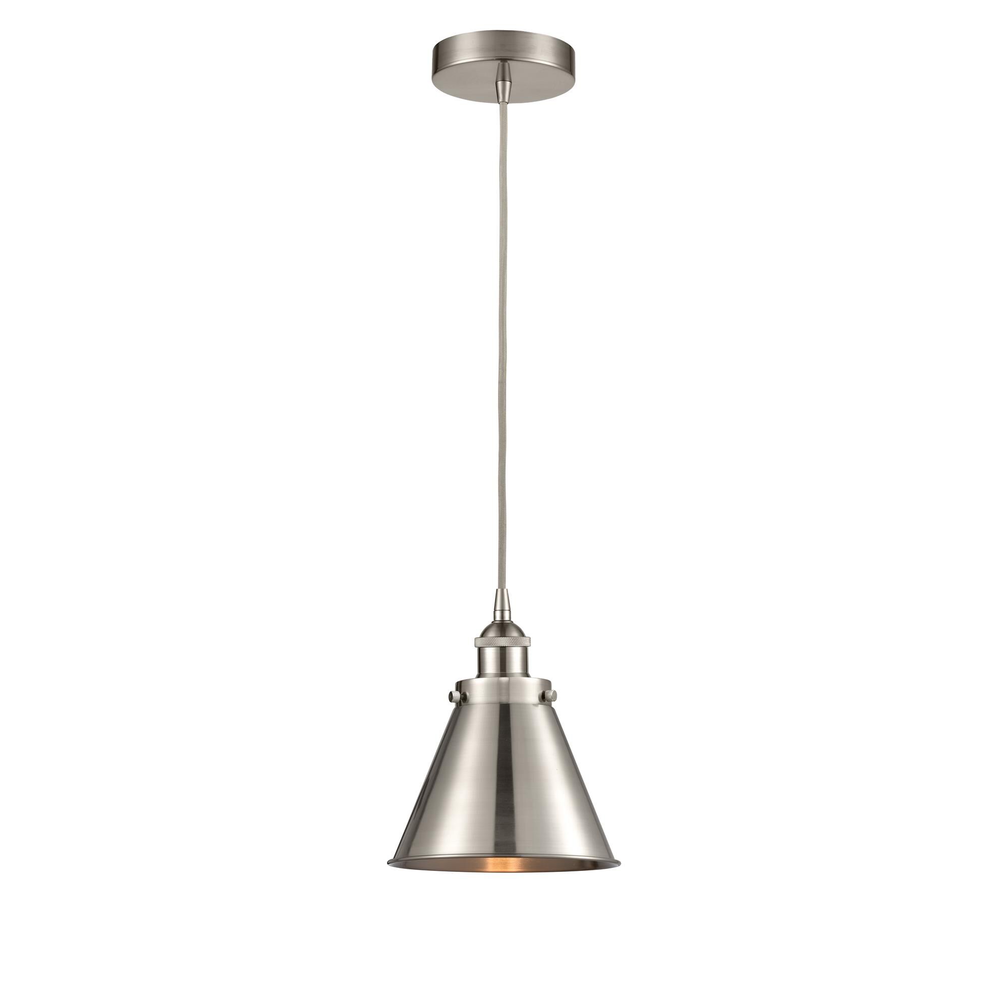 Shown in Brushed Satin Nickel finish and Brushed Satin Nickel Appalachian shade
