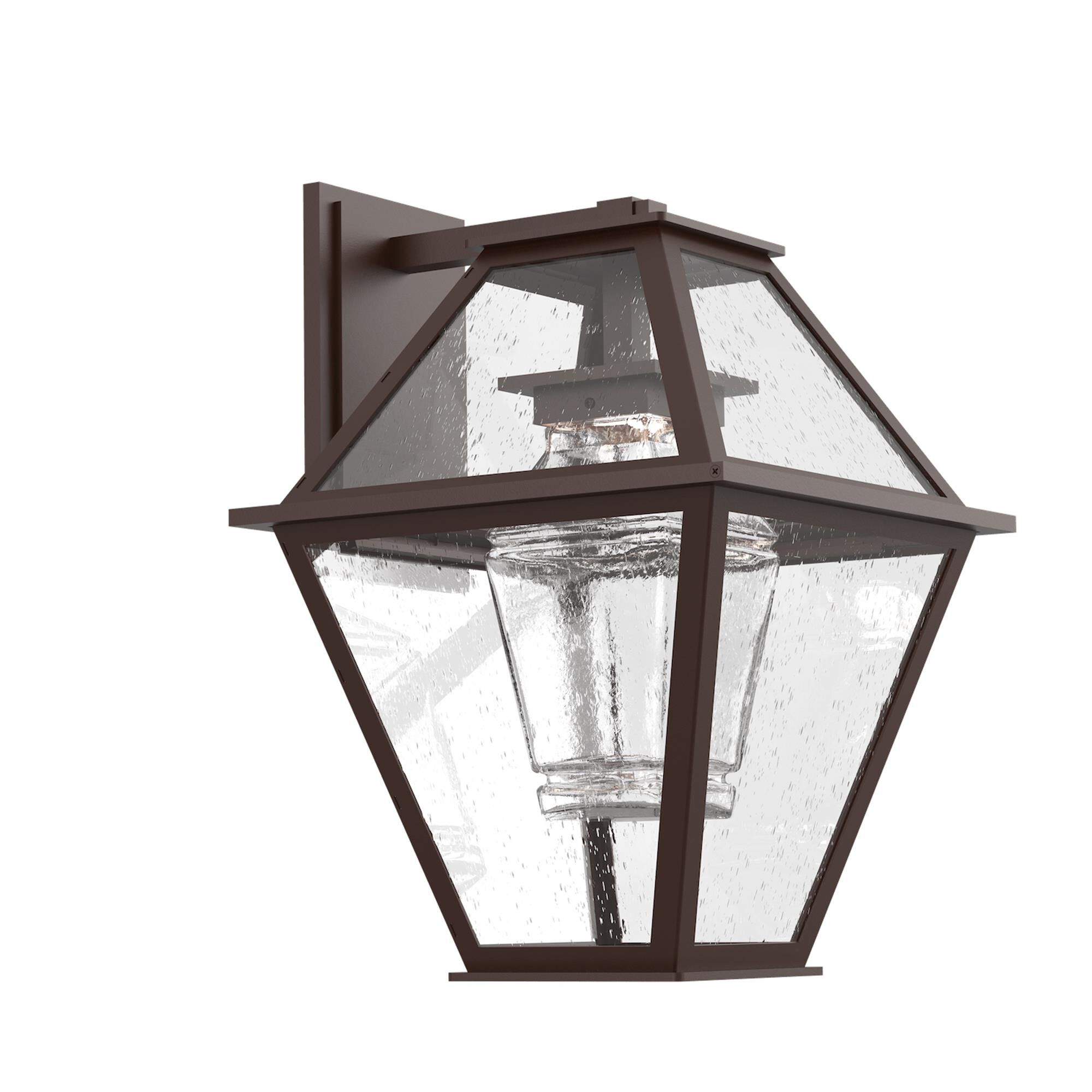 Shown in Statuary Bronze finish and Clear Seeded And Blown glass